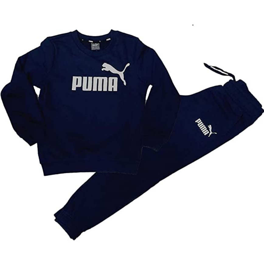 Puma ESS Logo Sweat Suit 847605 06 Peacoat - Tuta Bambino Felpa Pantalone
