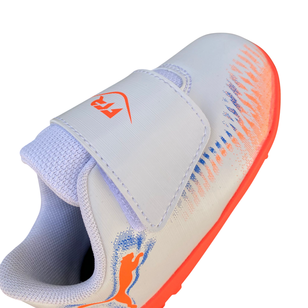 Puma Scarpa calcetto bimbo Future 8 Play V TT 108631-01 bianco-arancio