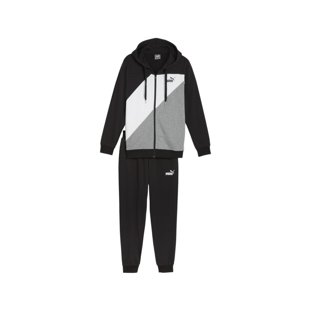 Puma tuta sportiva da uomo con cappuccio 679730-01 nero-bianco
