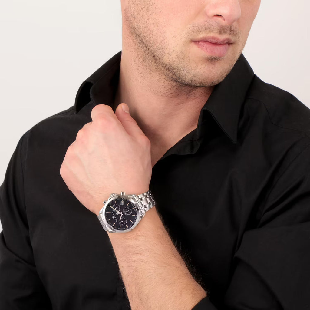 Philip Watch R8273665004 – Cronografo al quarzo Swiss Made, quadrante nero, cassa 41mm