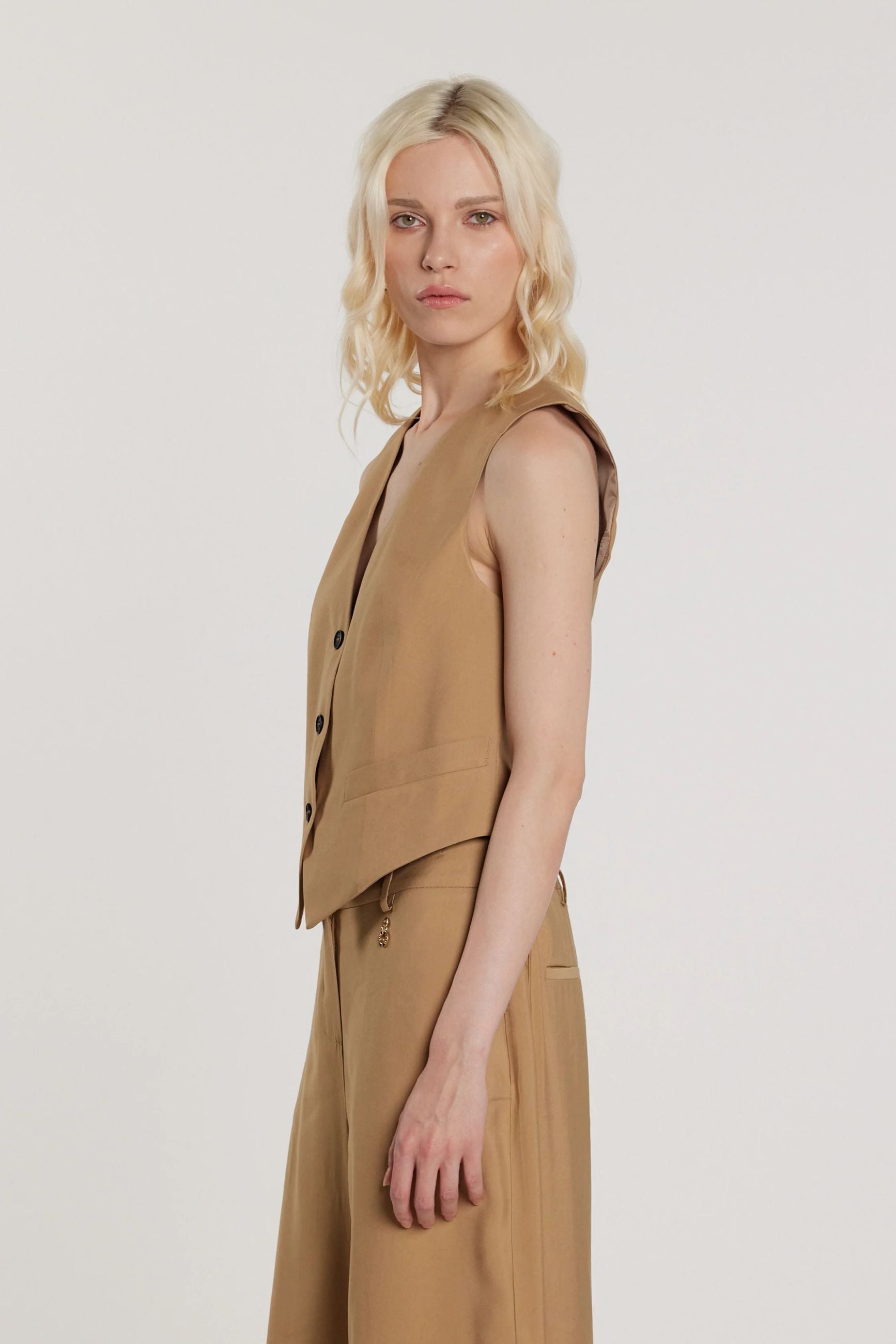 Relish Gilet DANIELI_P tre bottoni più tasche filetto RDP2605303033 tannin