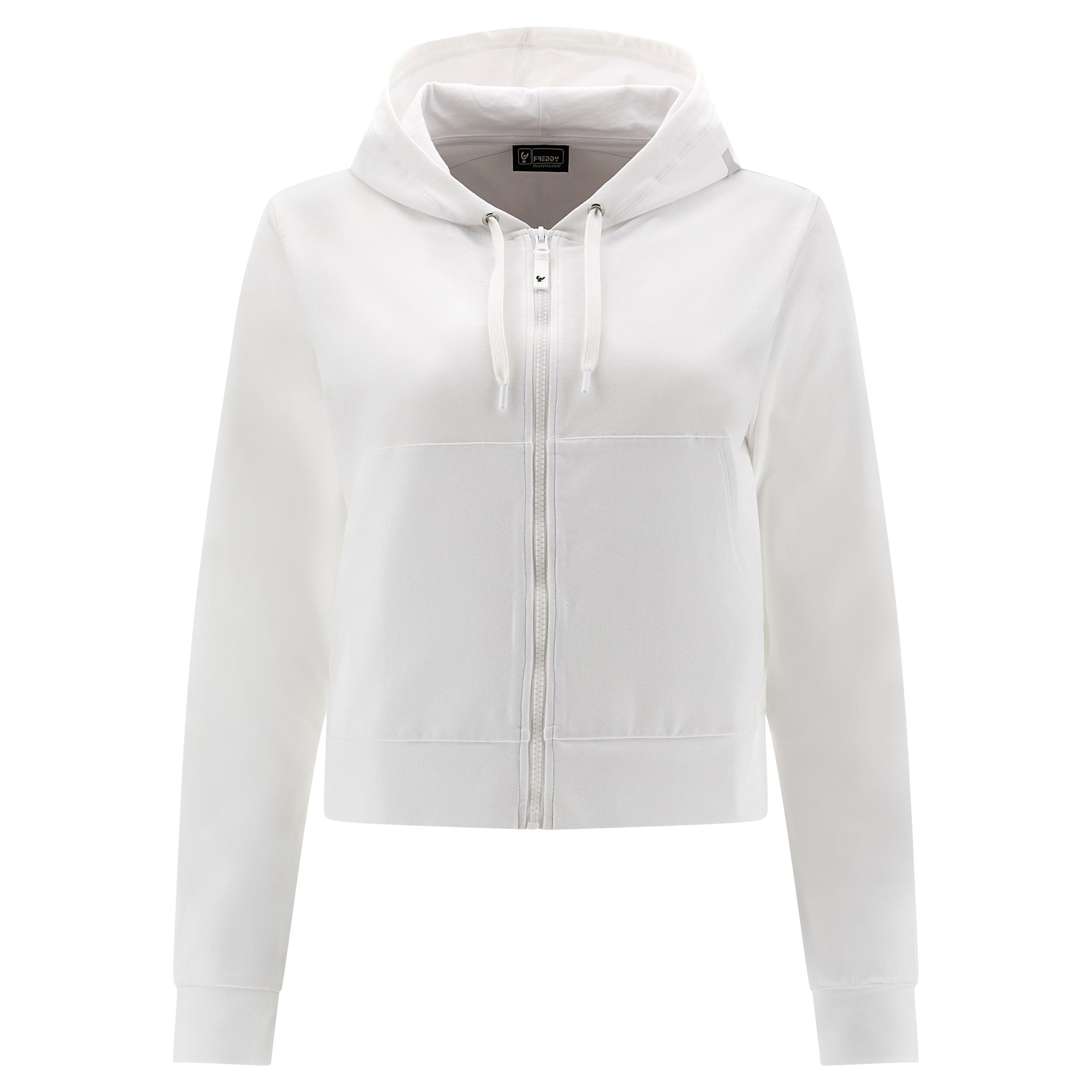 Freddy Felpa da donna cropped Full Zip con cappuccio S3WMVS1 W white