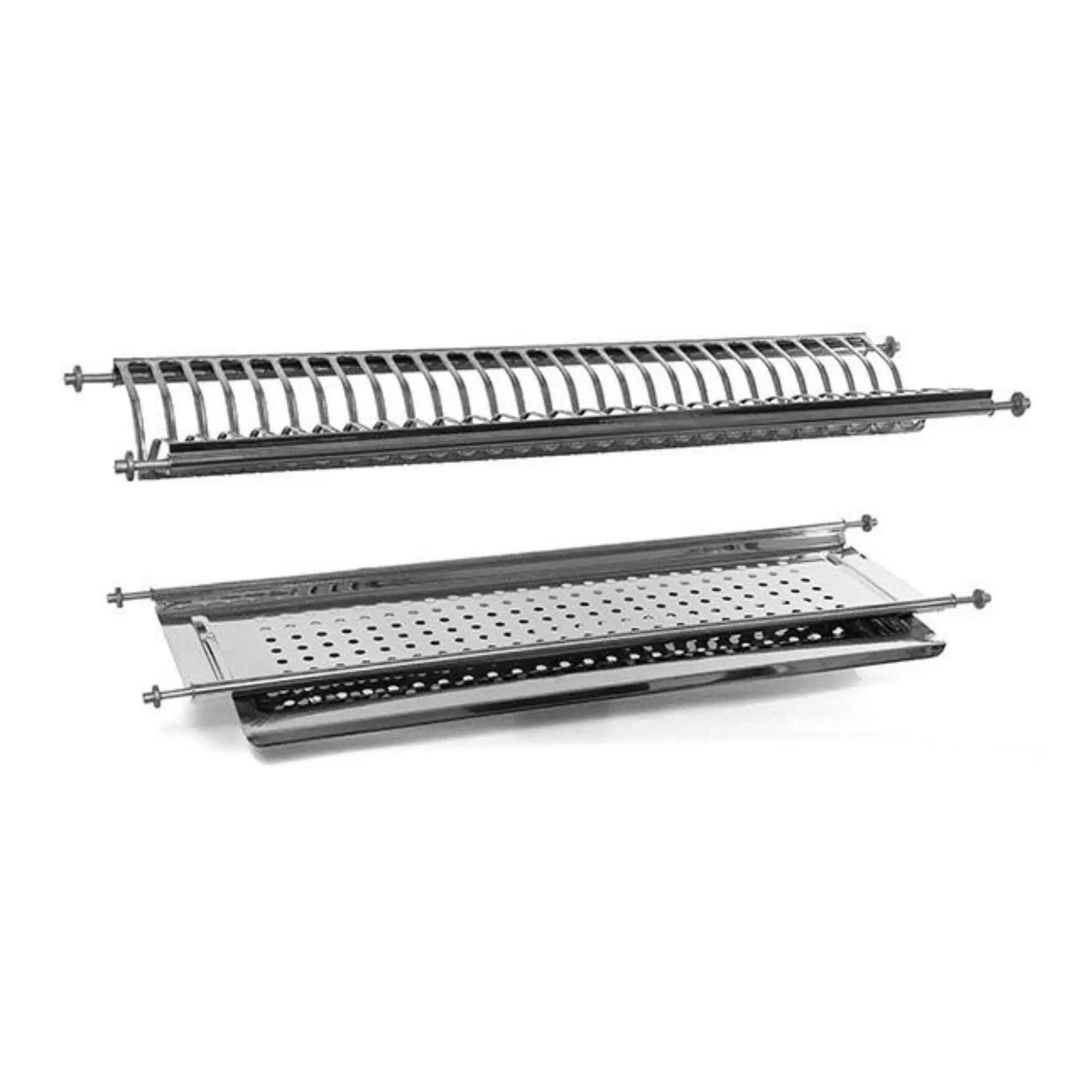 SCOLAPIATTI A MOLLA 86CM ACCIAO INOX CON VASCHETTA RACCOGLI GOCCE
