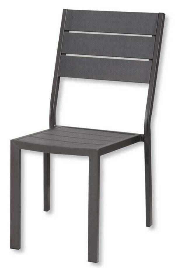 Sedia Tenerife 62x45x88h cm – Struttura in Metallo e Doghe HDPE Effetto Legno Grigio