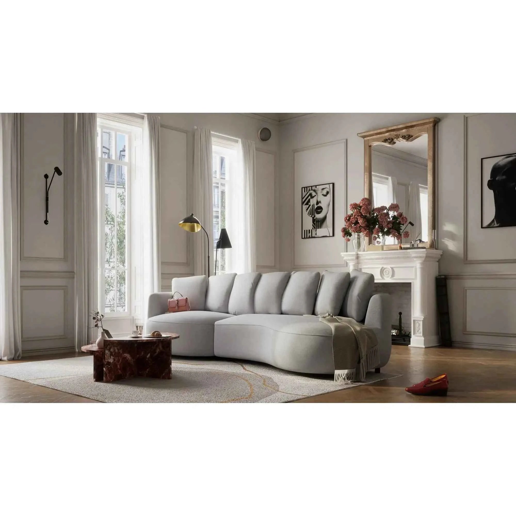 Divano Angolare 4 Posti BELLEVILLE - Silver