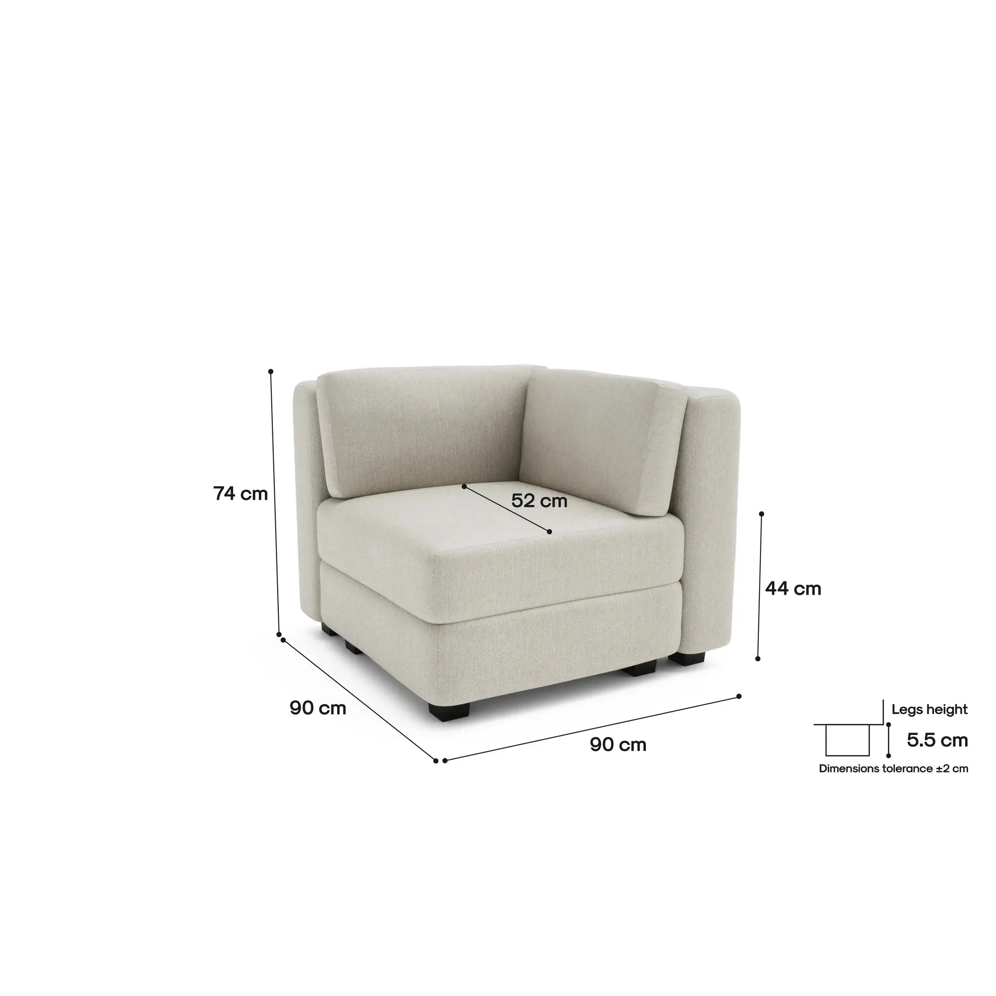 Divano Modulare GRACIA - Modulo Angolare - Crema Beige