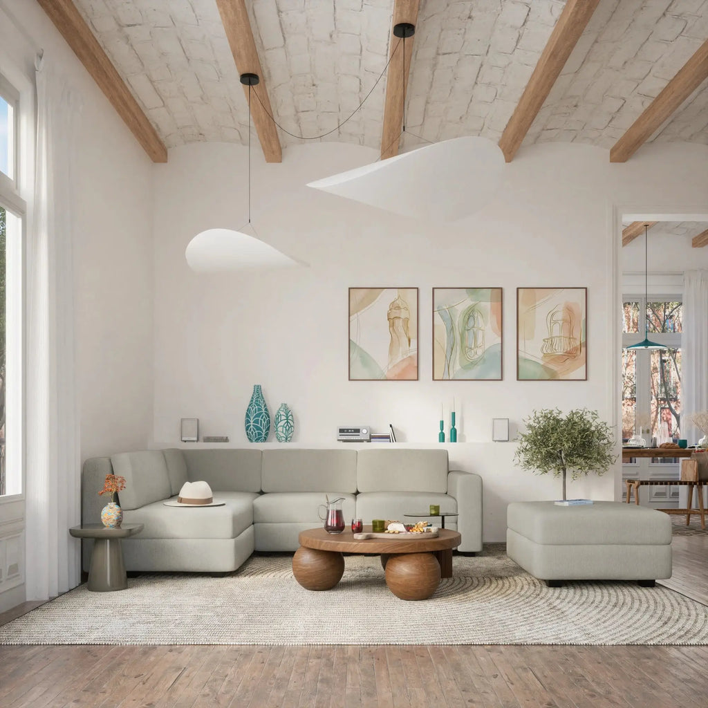 Divano Modulare GRACIA - Modulo Angolare - Beige Grigio
