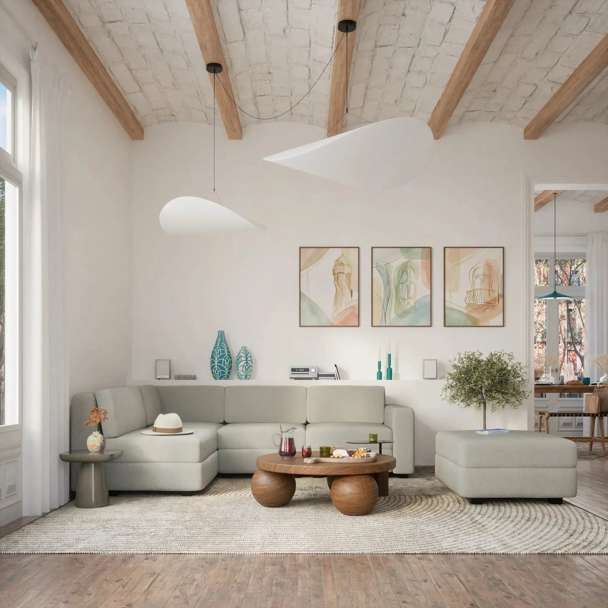 Divano Modulare GRACIA - Modulo Angolare - Beige Grigio