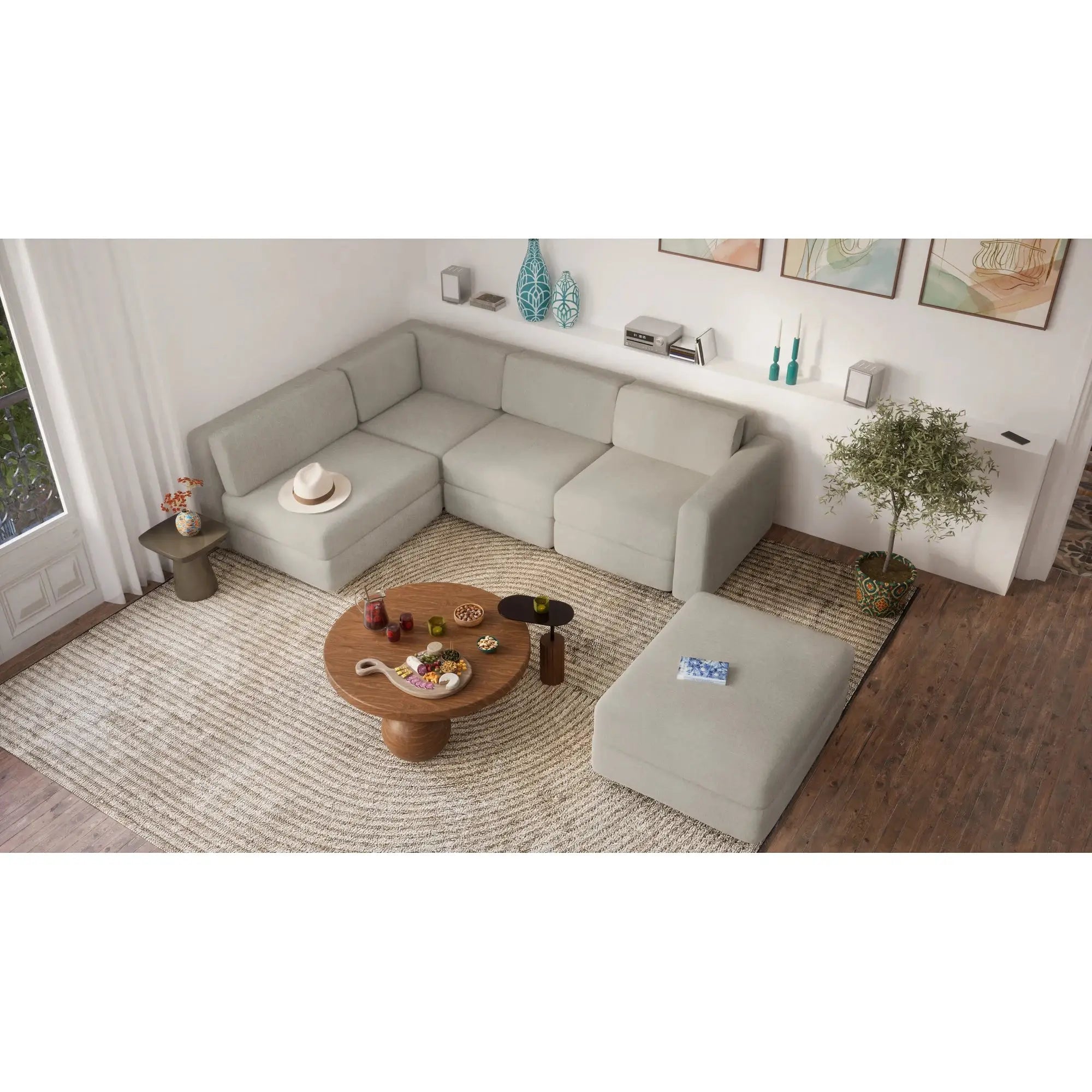 Divano Modulare GRACIA - Modulo Angolare - Beige Grigio
