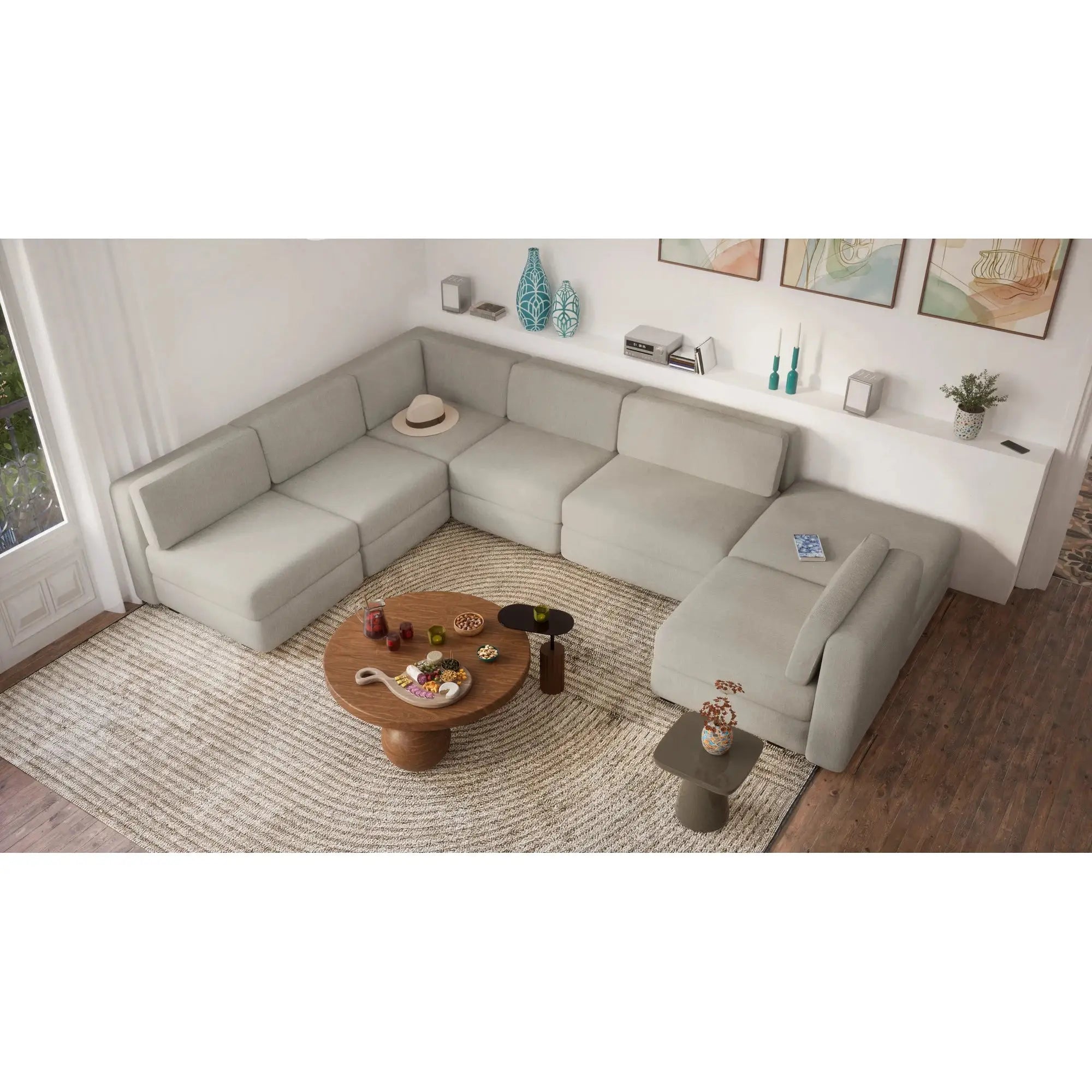 Divano Modulare GRACIA - Modulo Angolare - Beige Grigio