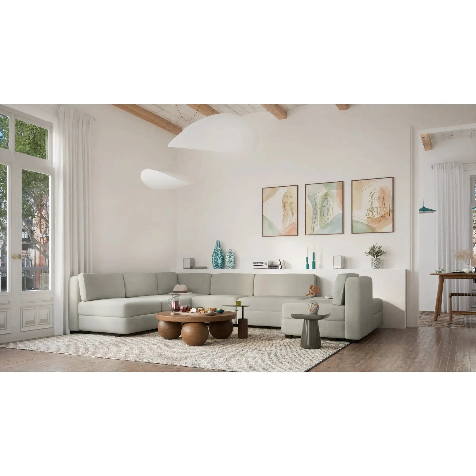 Divano Modulare GRACIA - Modulo Angolare - Beige Grigio