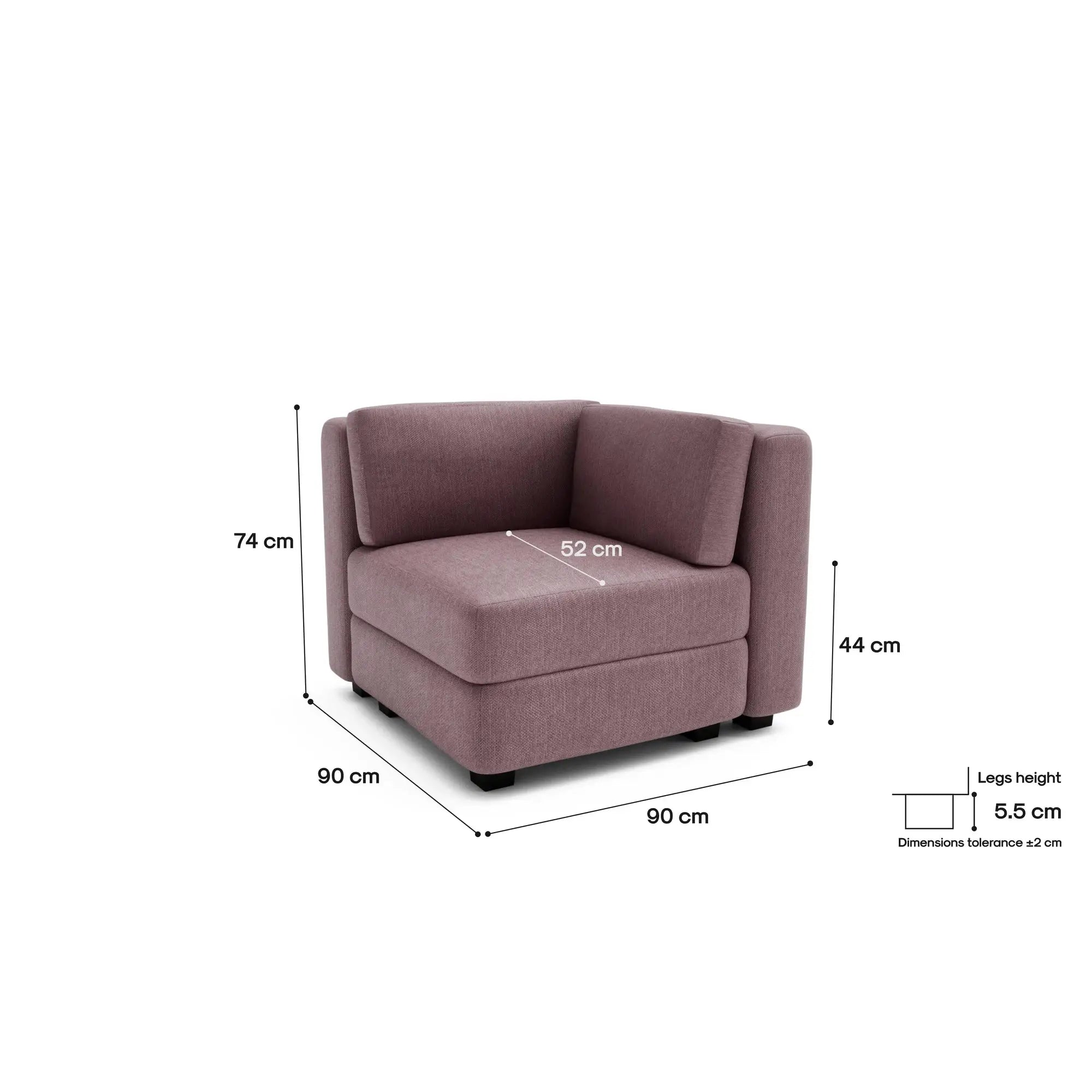 Divano Modulare GRACIA - Modulo Angolo Rosa Antico