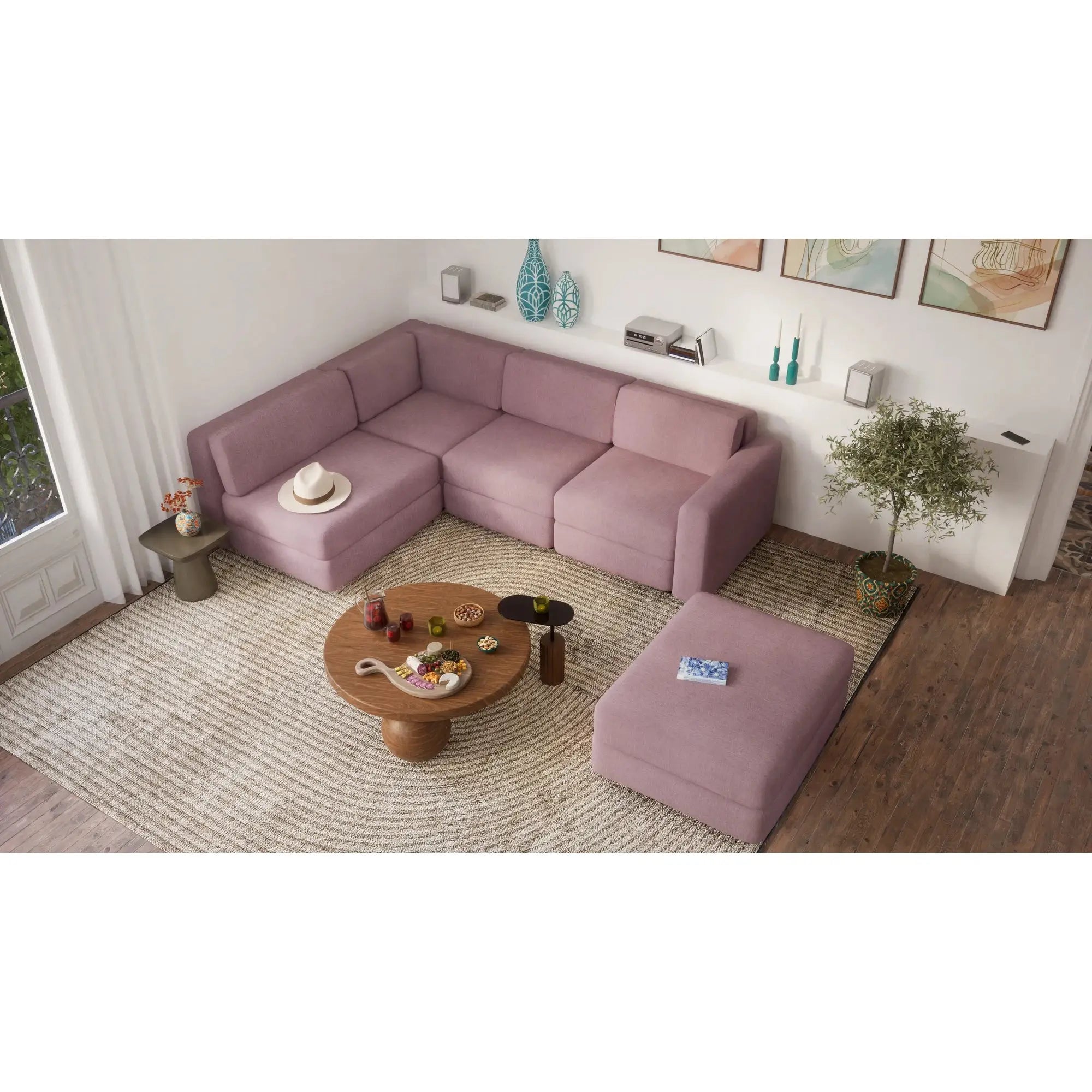 Divano Modulare GRACIA - Modulo Angolo Rosa Antico