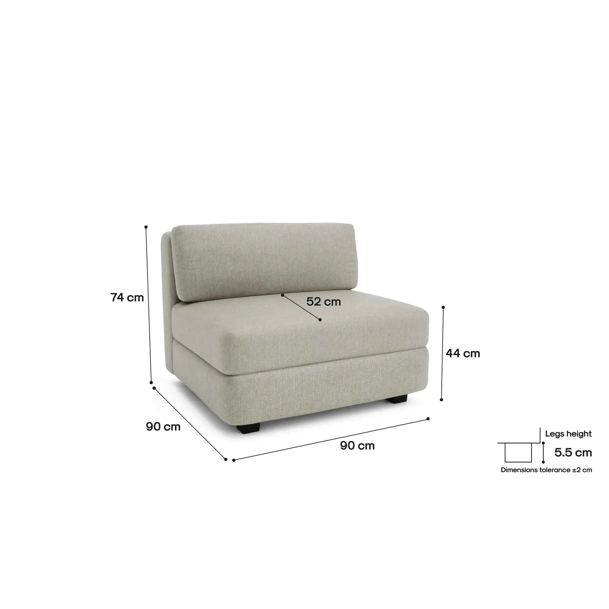 Divano Modulare GRACIA - Modulo Singolo Grande Beige Grigio