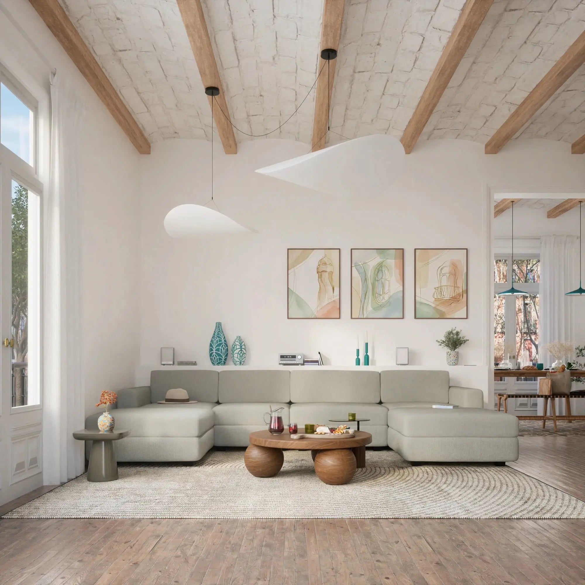 Divano Modulare GRACIA - Modulo Singolo Grande Beige Grigio