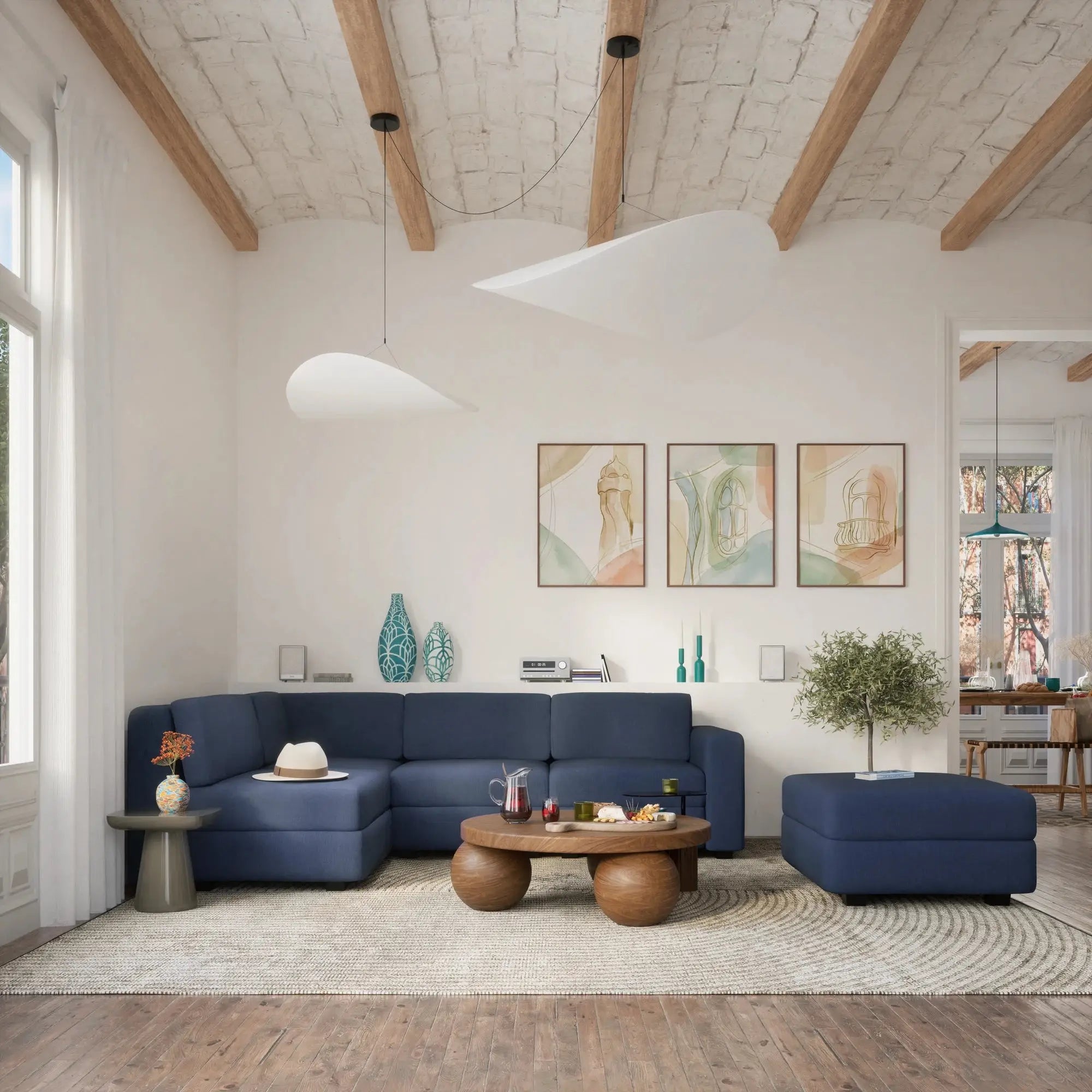 Divano Modulare GRACIA - Modulo Singolo Grande - Blu Scuro