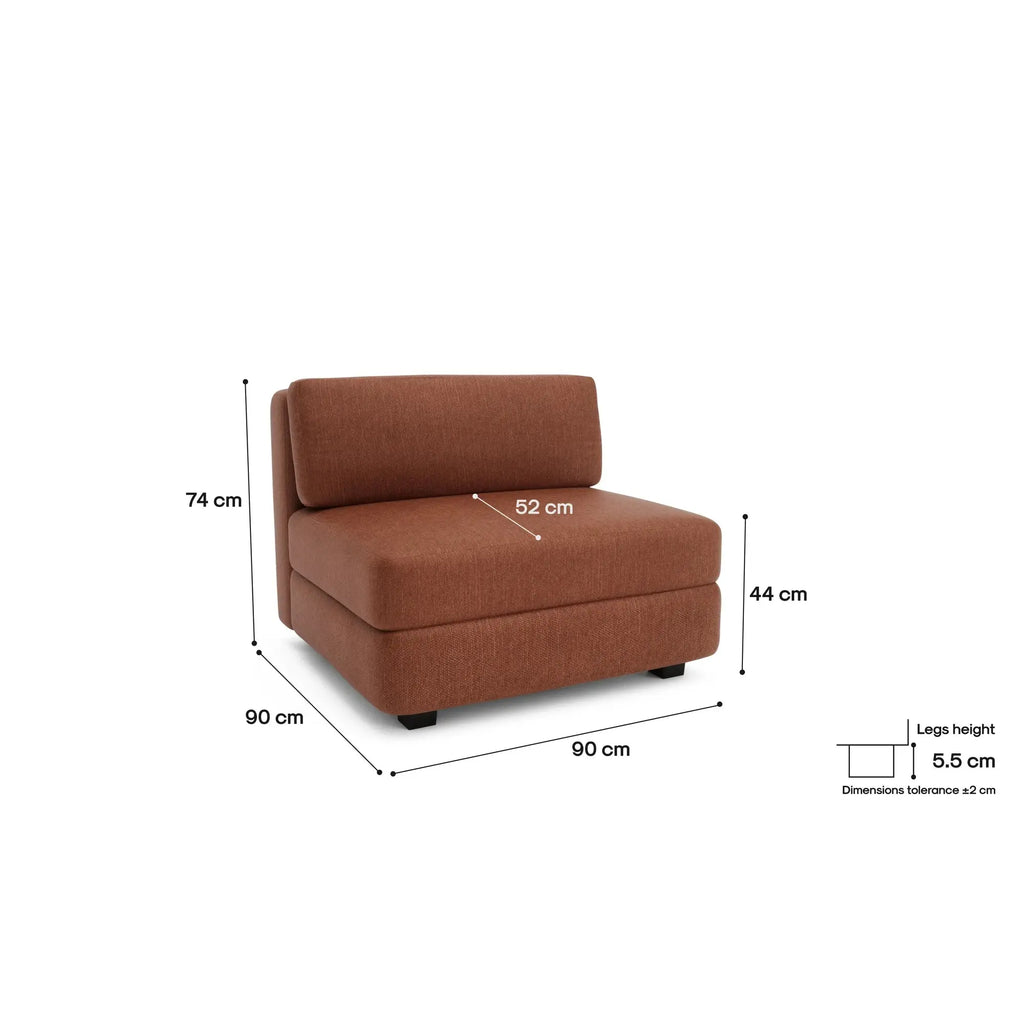 Divano Modulare GRACIA - Modulo Singolo Grande Terracotta