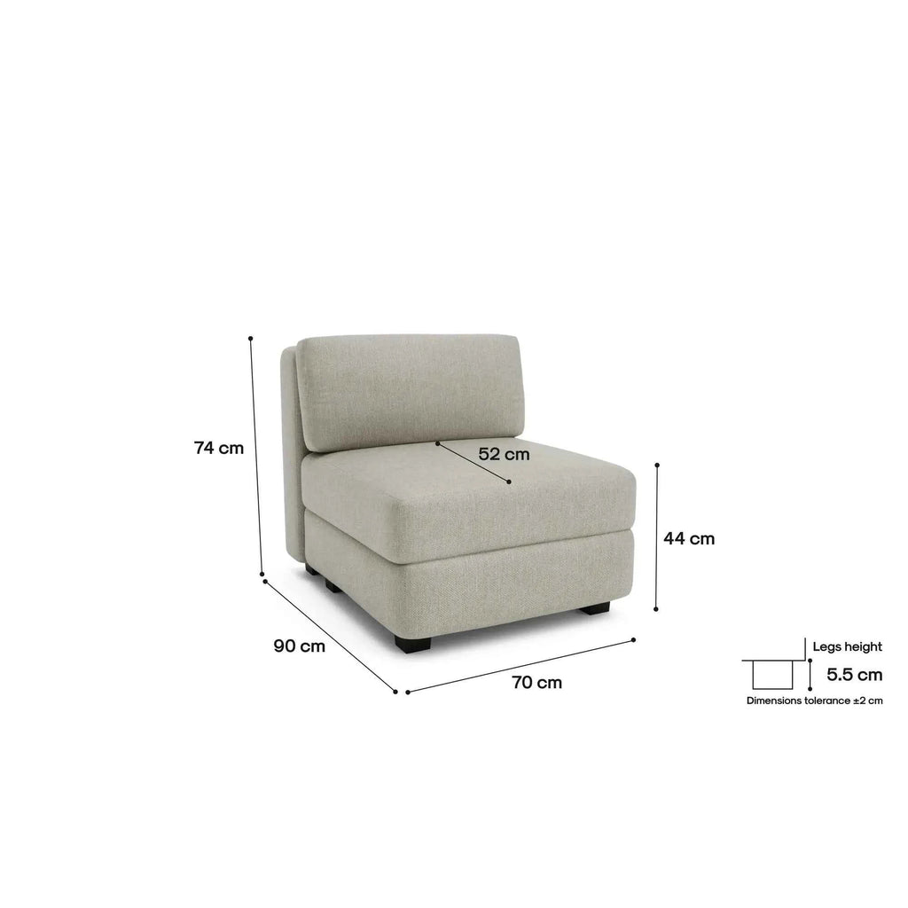 Divano Modulare GRACIA - Modulo Singolo - Beige Grigio