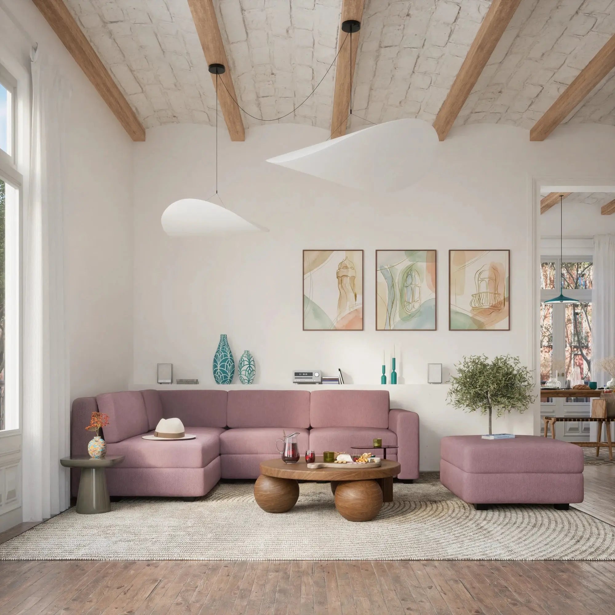 Divano Modulare GRACIA - Modulo Singolo Rosa Antico