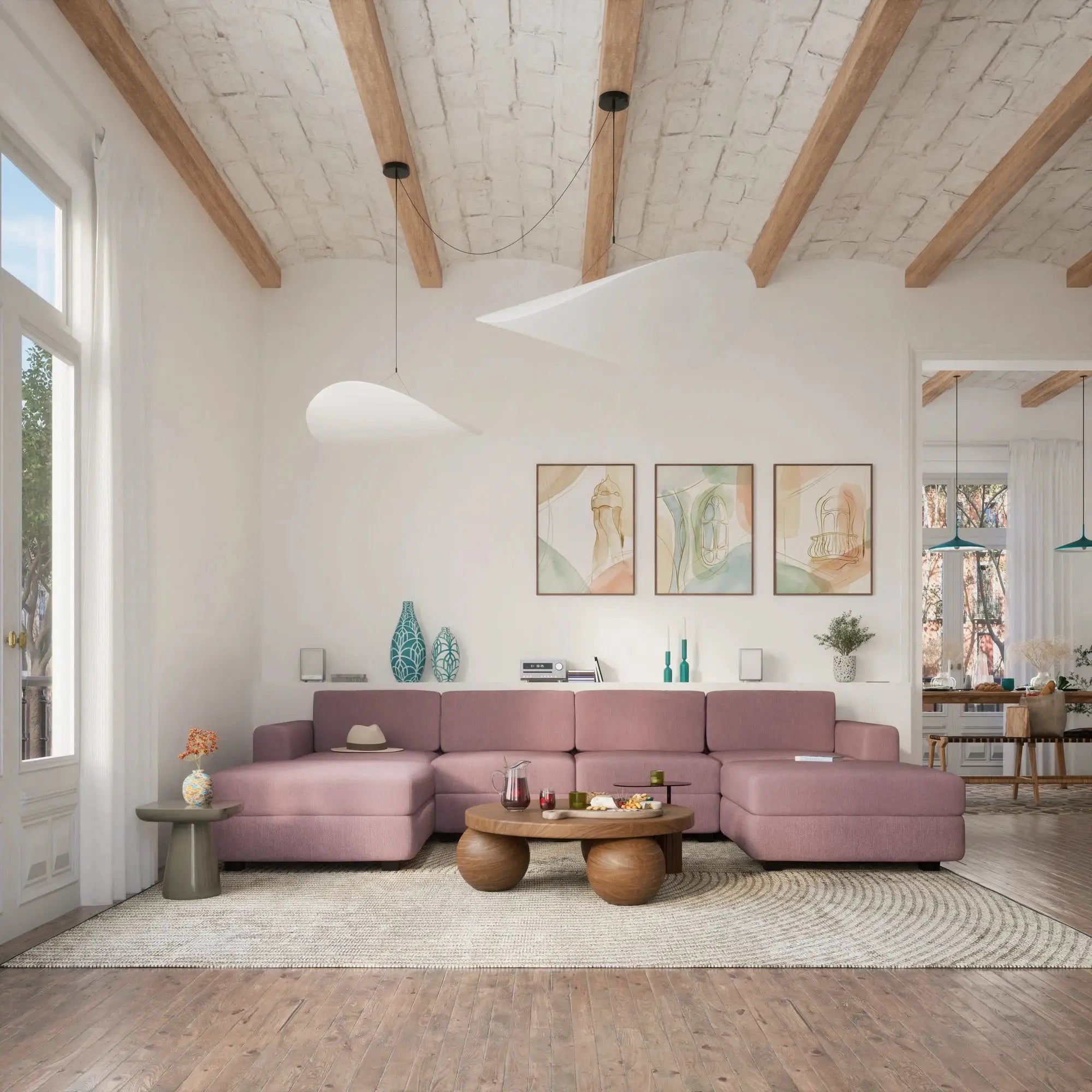 Divano Modulare GRACIA - Modulo Singolo Rosa Antico