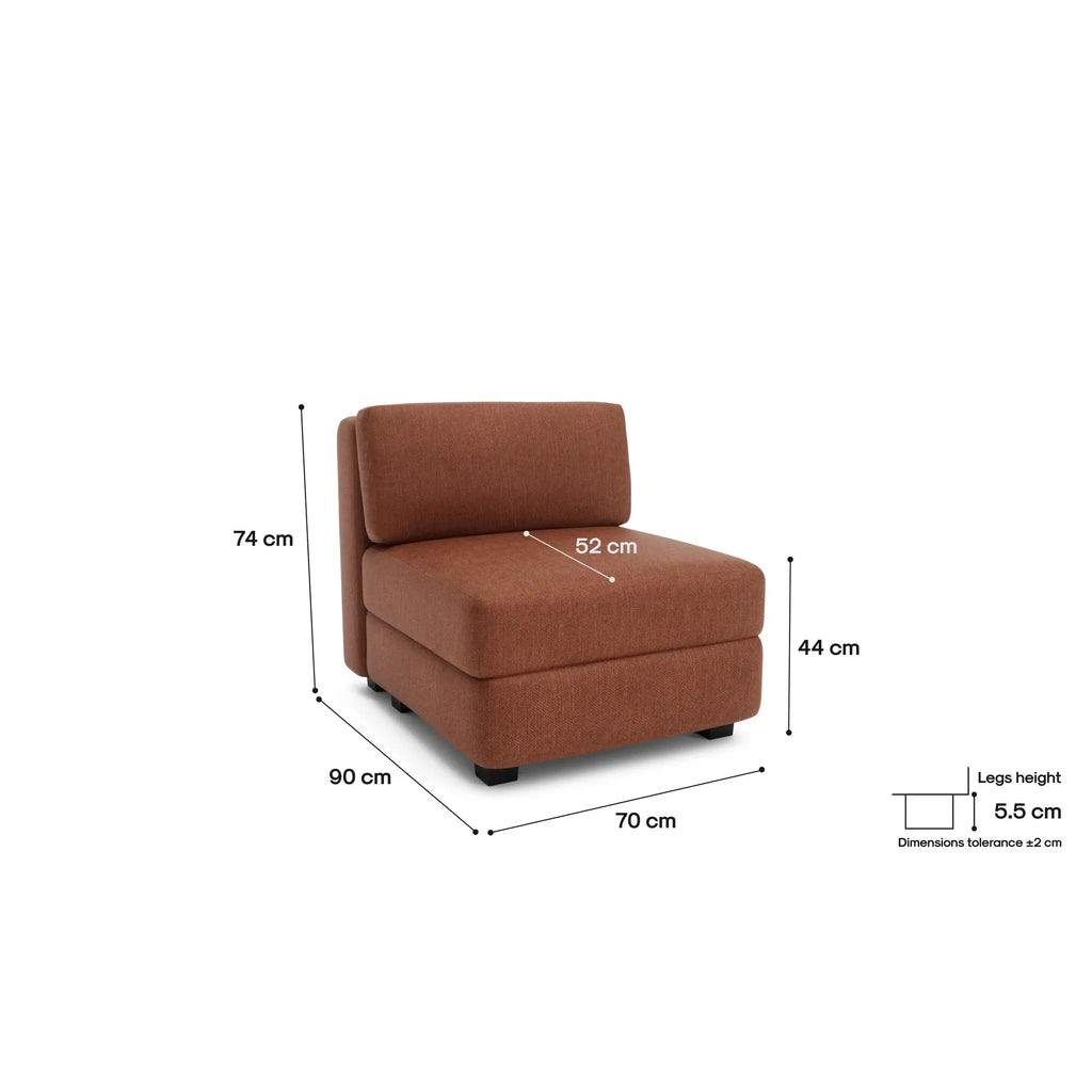 Divano Modulare GRACIA - Modulo Singolo Terracotta