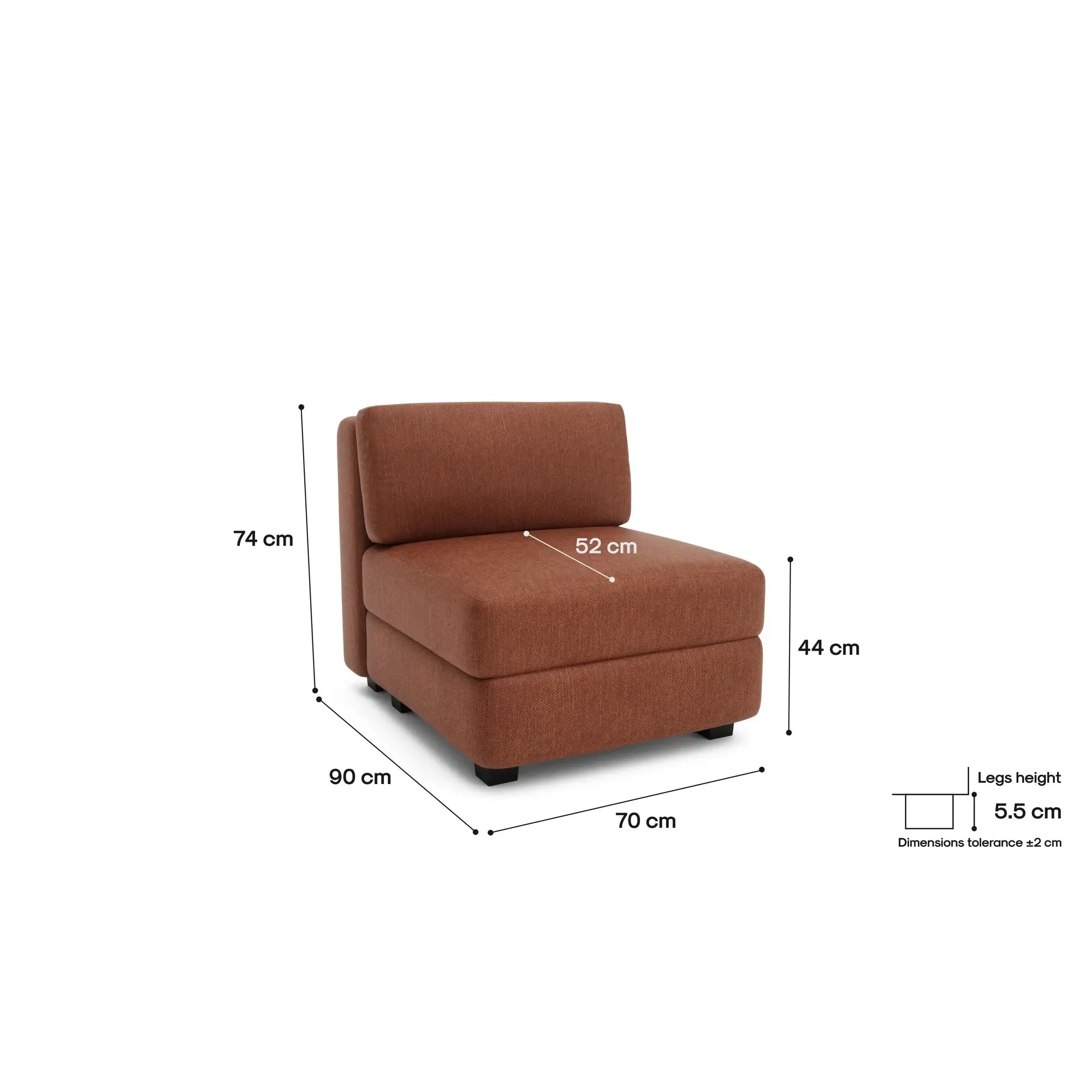 Divano Modulare GRACIA - Modulo Singolo Terracotta