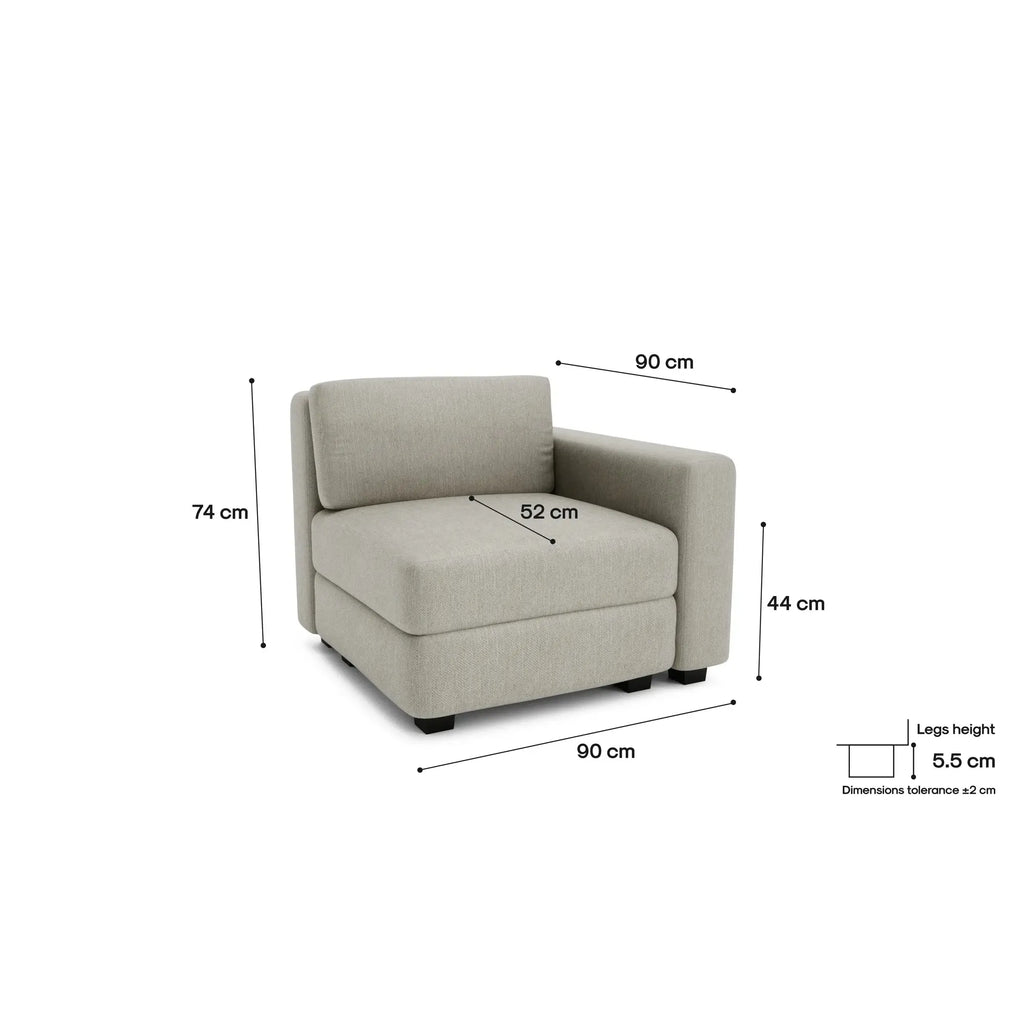 Divano Modulare GRACIA - Modulo Terminale Beige Grigio