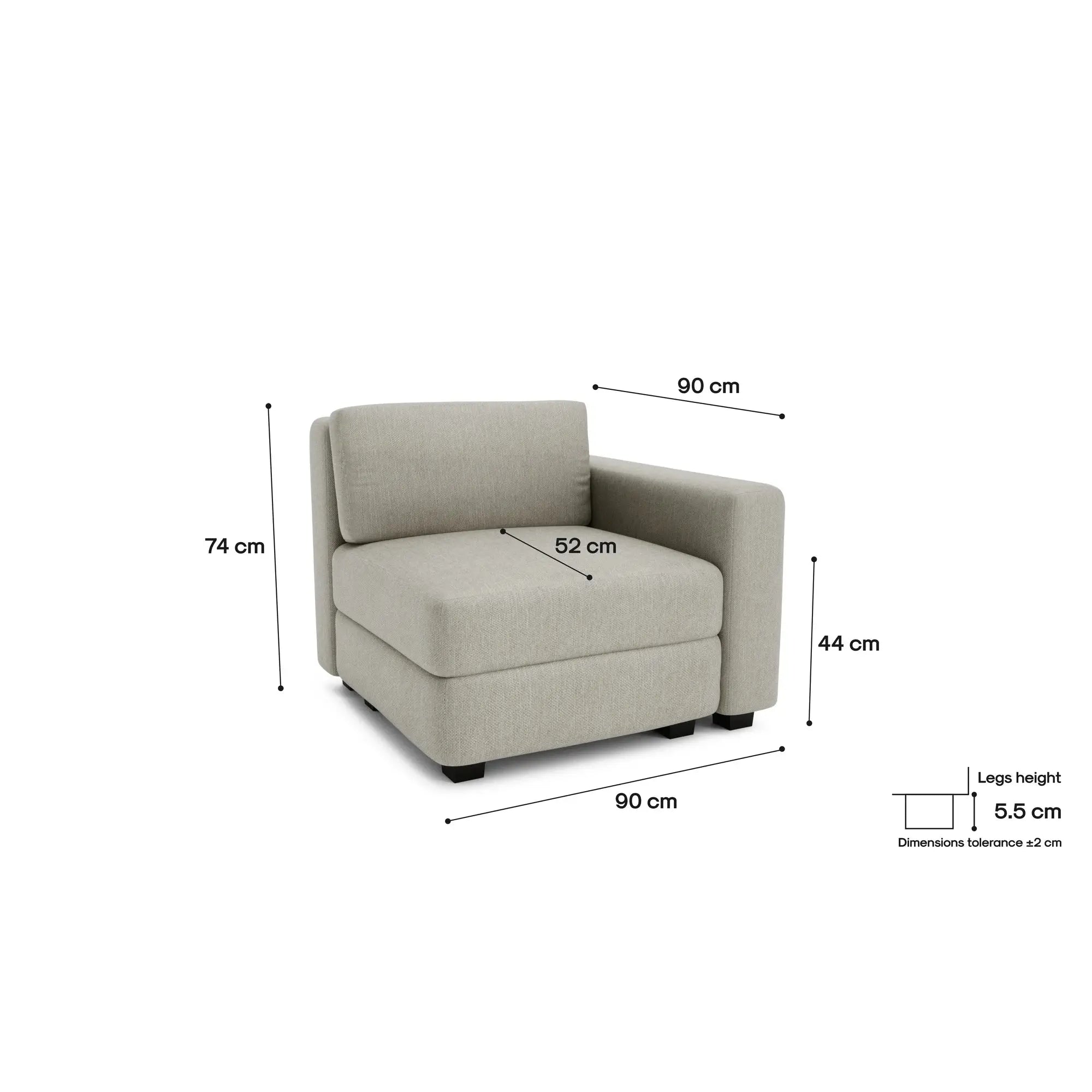 Divano Modulare GRACIA - Modulo Terminale Beige Grigio