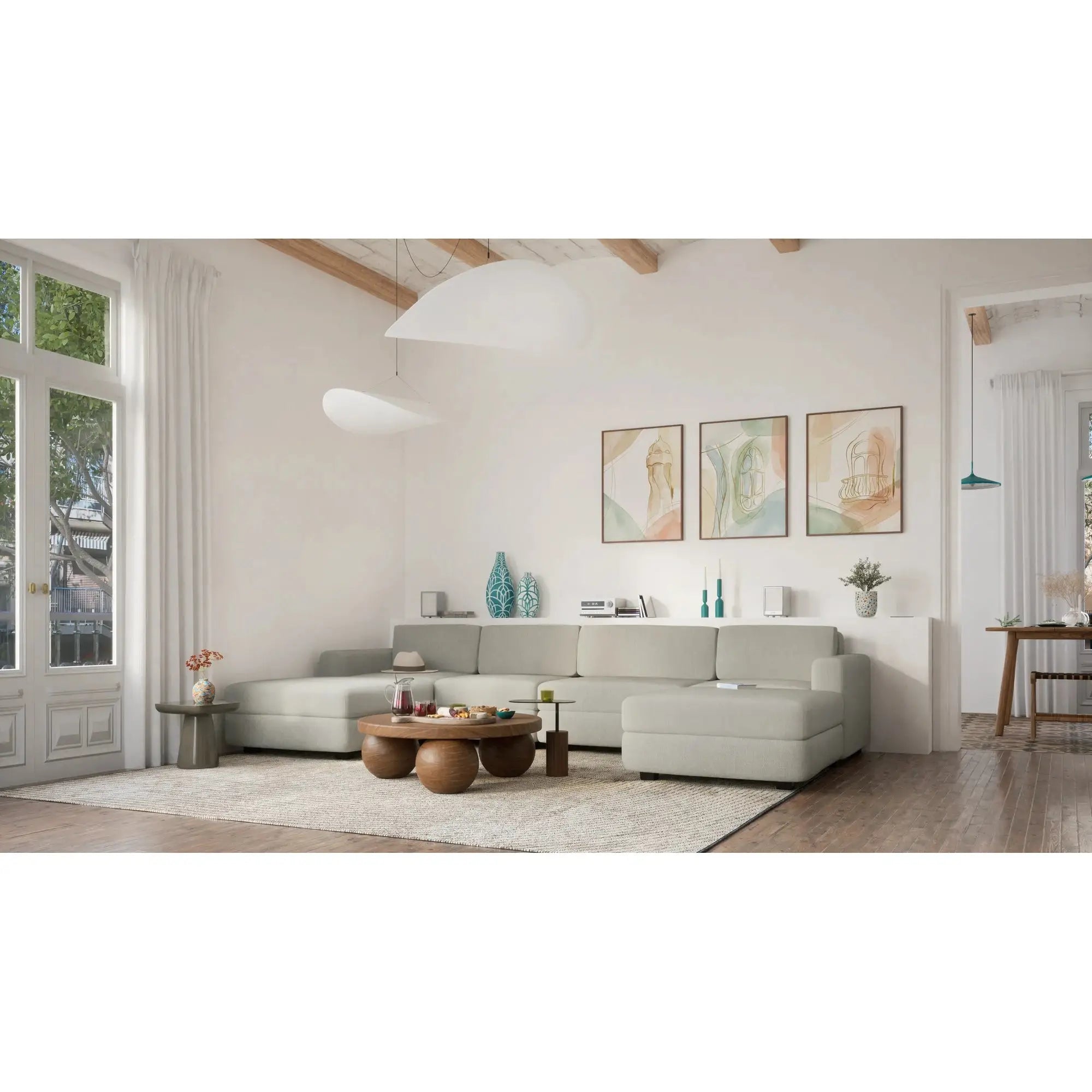 Divano Modulare GRACIA - Modulo Terminale Beige Grigio