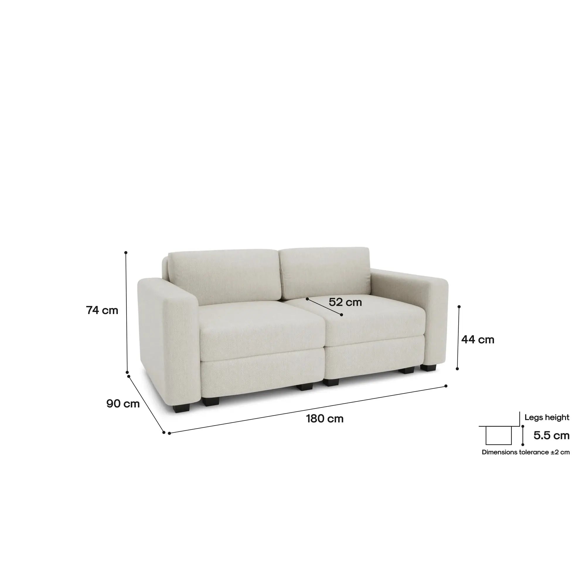 Divano Modulare 2 Posti GRACIA - Beige Crema