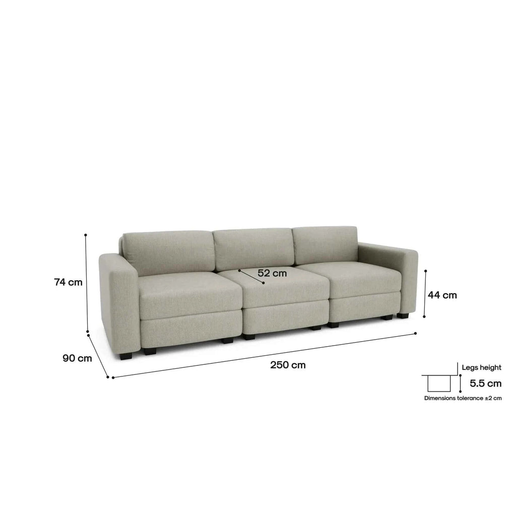 Divano Modulare 3 Posti GRACIA - Beige Grigio