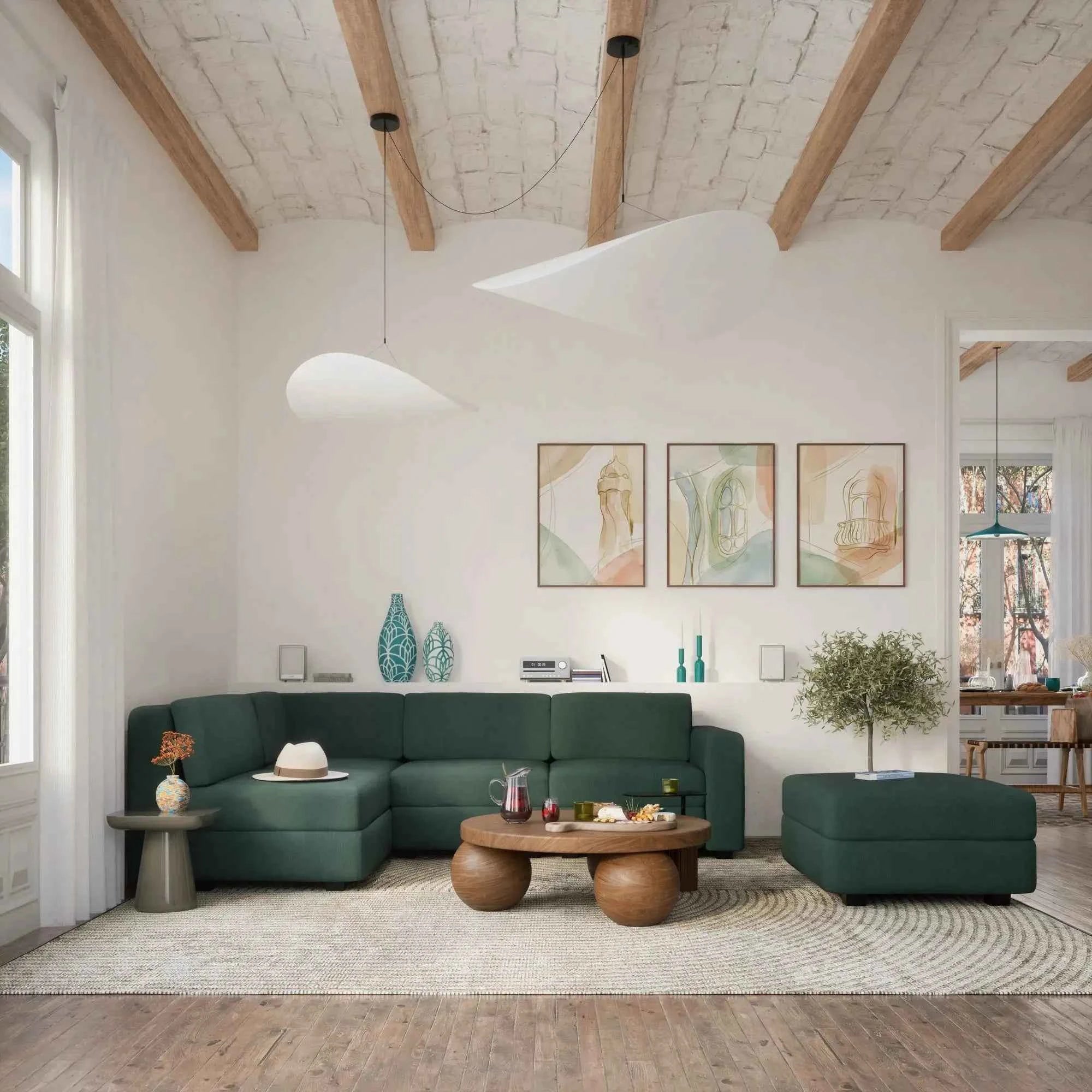 Divano Modulare 4 Posti Angolare GRACIA - Verde