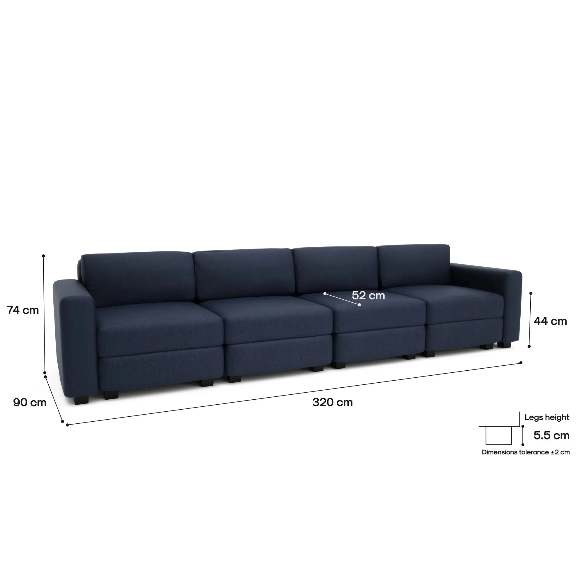 Divano Modulare 4 Posti GRACIA - Blu Scuro