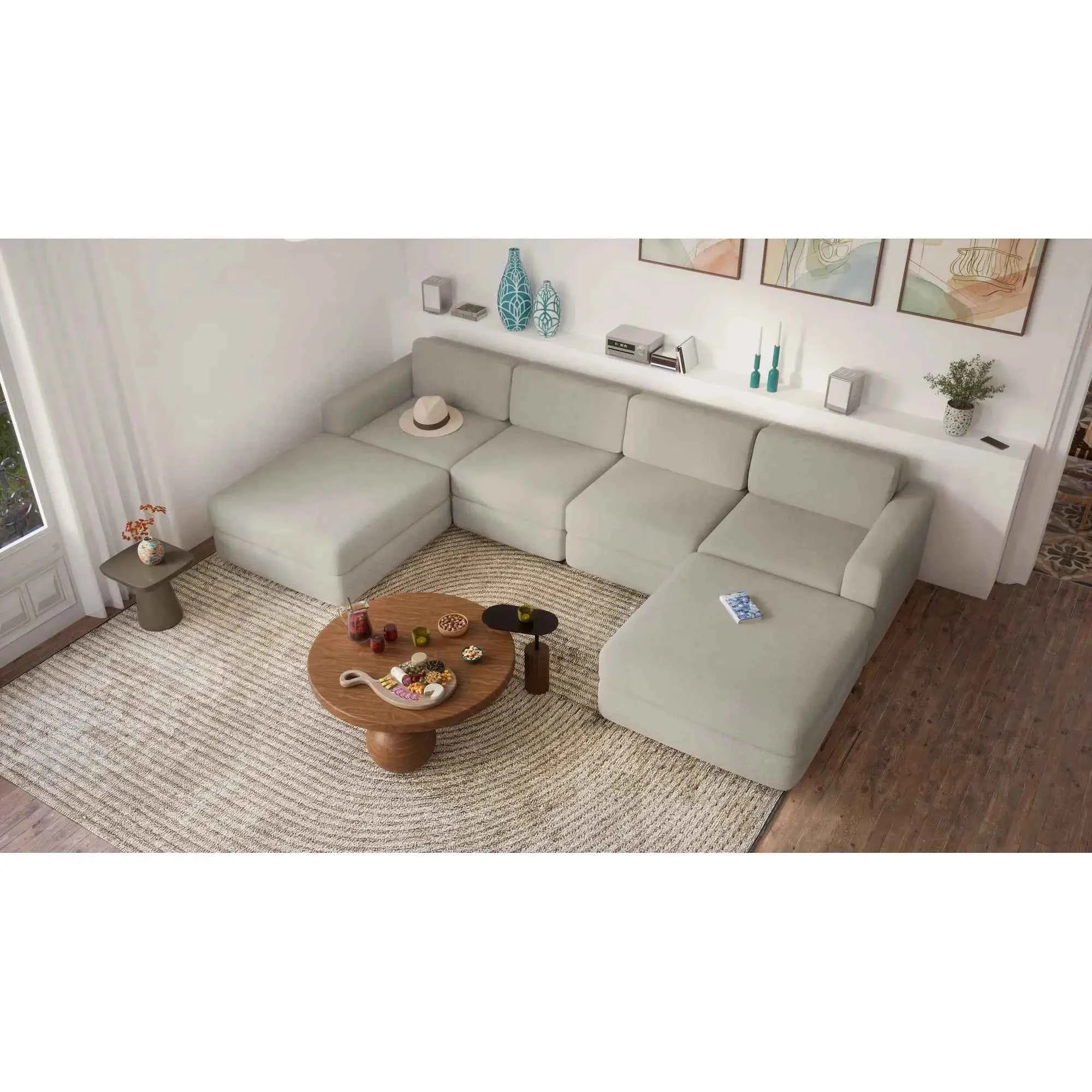 Divano Modulare GRACIA Forma U 180x320x180 Beige Grigio