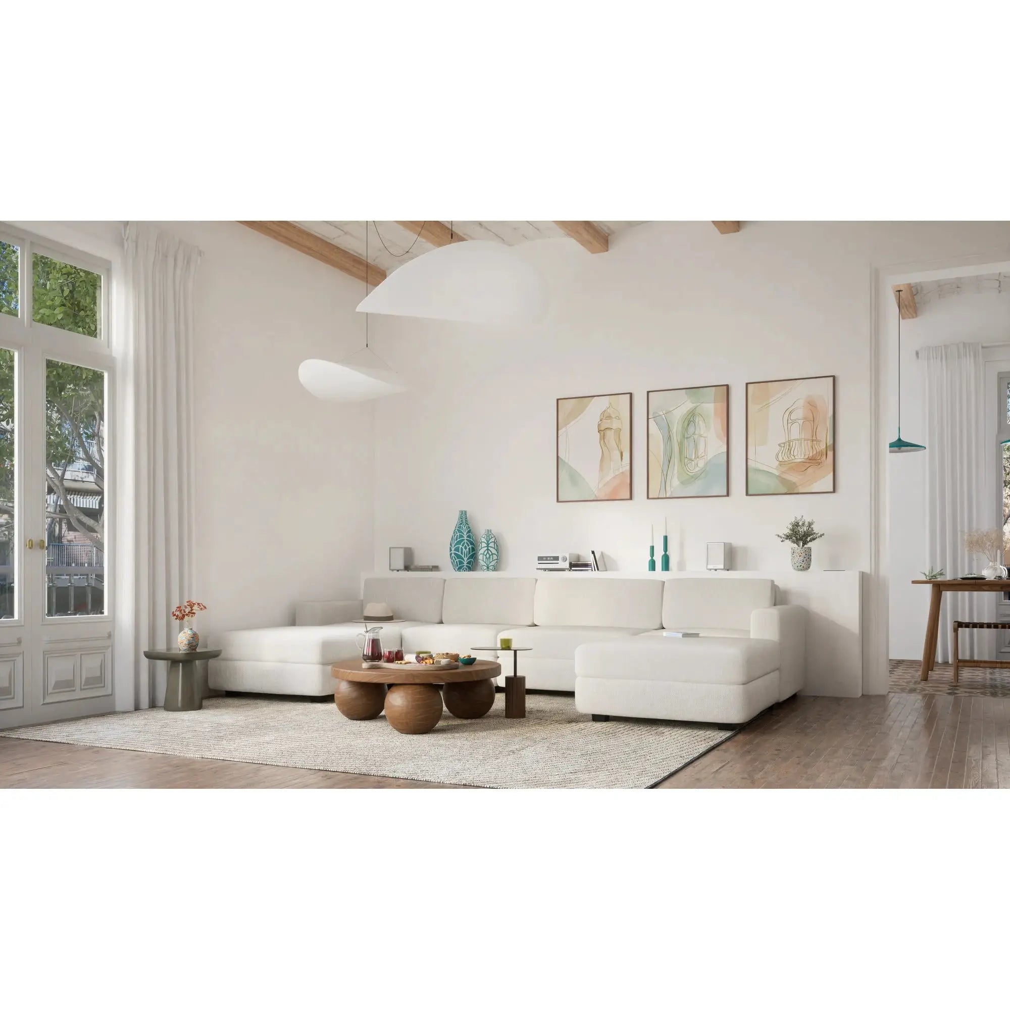 Divano Modulare GRACIA - Configurazione a U Beige Crema
