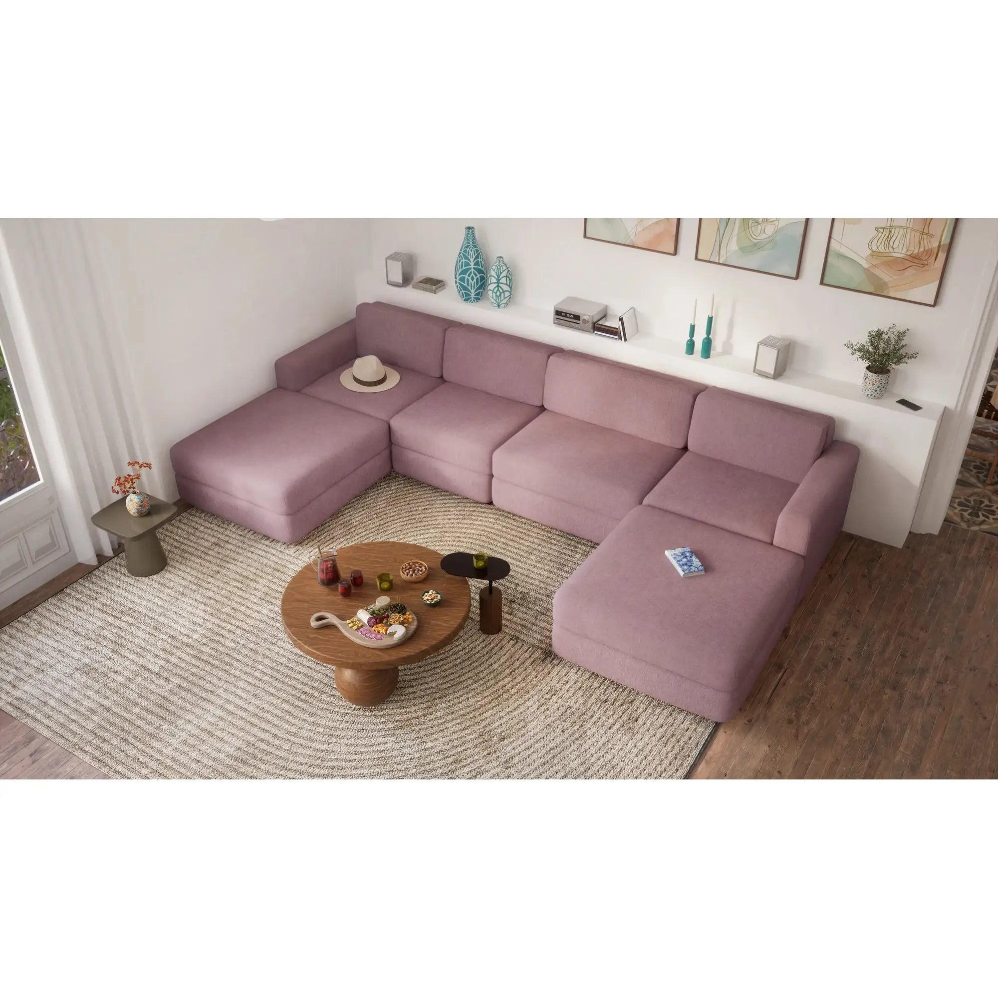 Divano Modulare GRACIA - Configurazione a U Rosa Antico