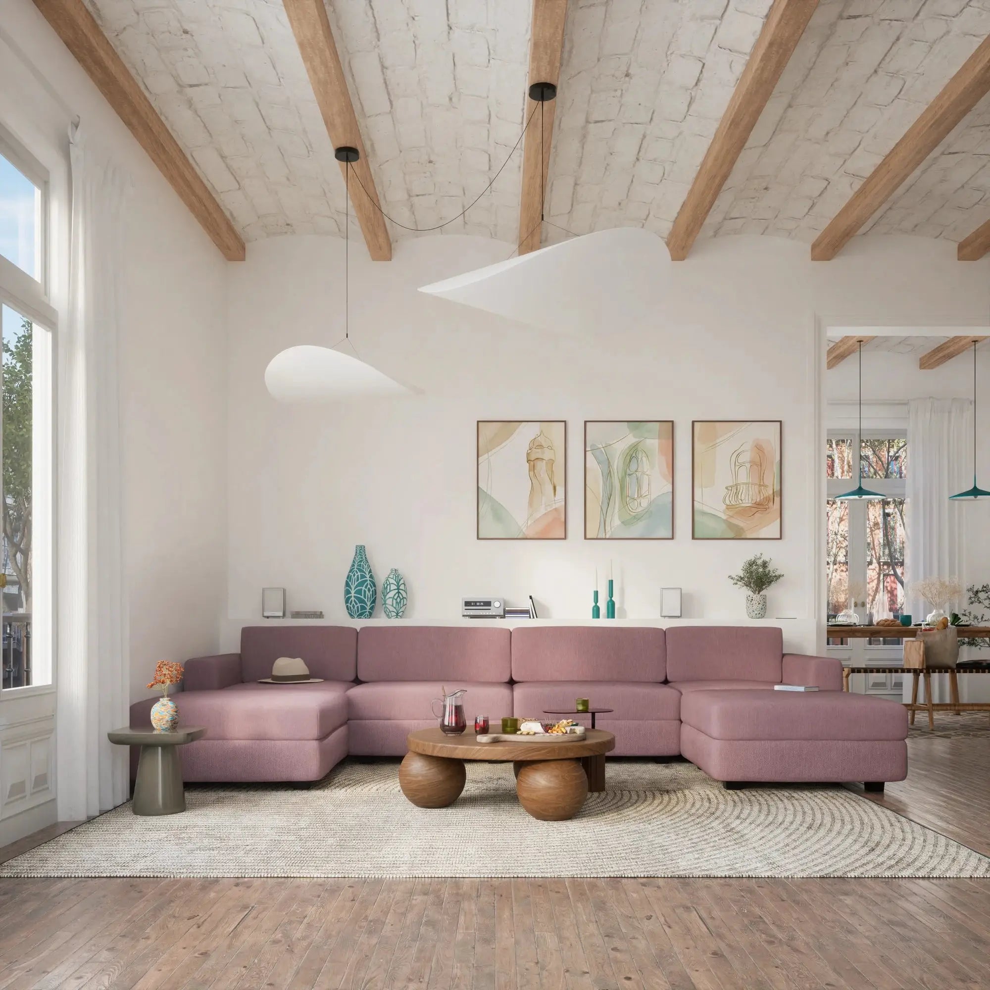 Divano Modulare GRACIA U-shape 180x360x180 cm - Rosa Antico