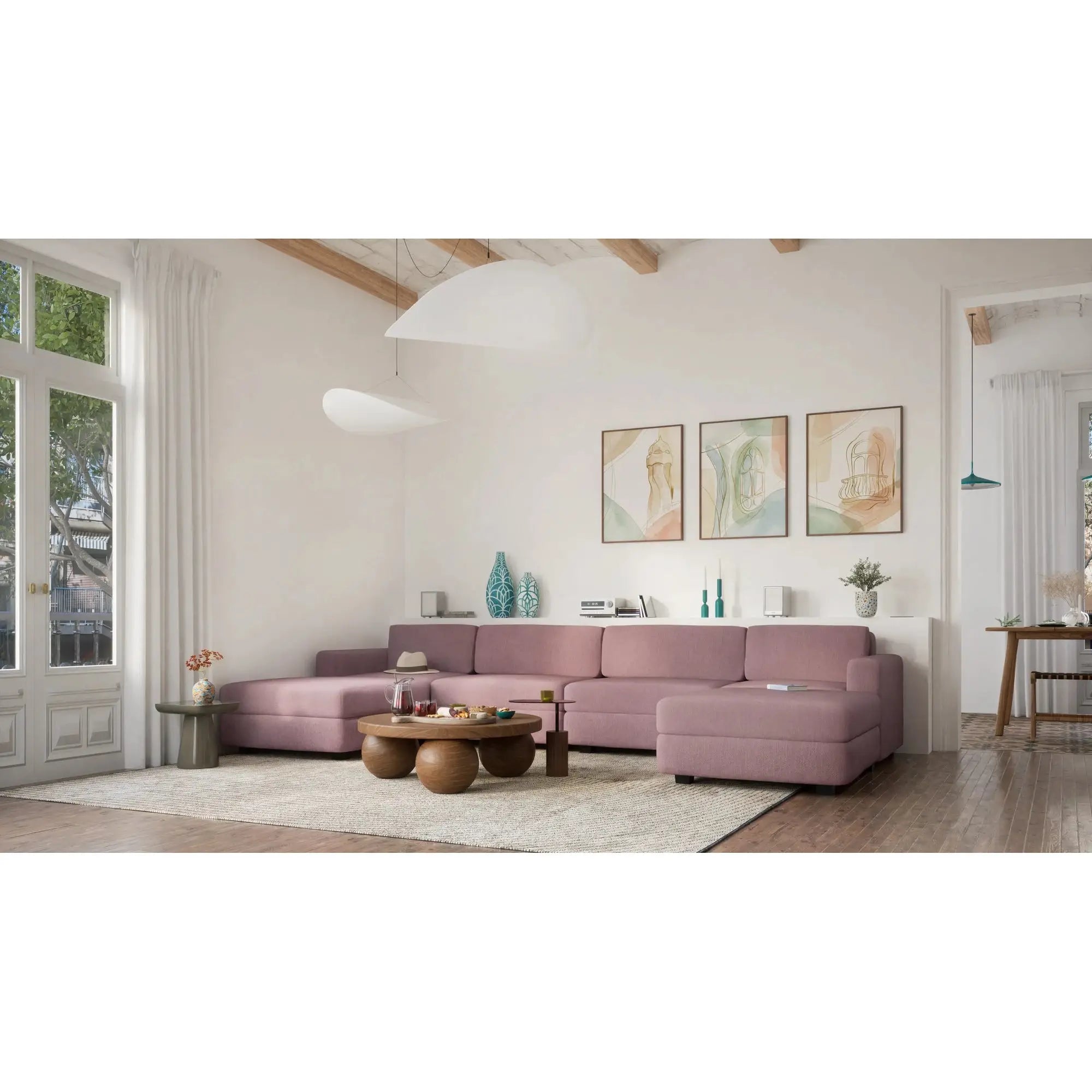 Divano Modulare GRACIA U-shape 180x360x180 cm - Rosa Antico