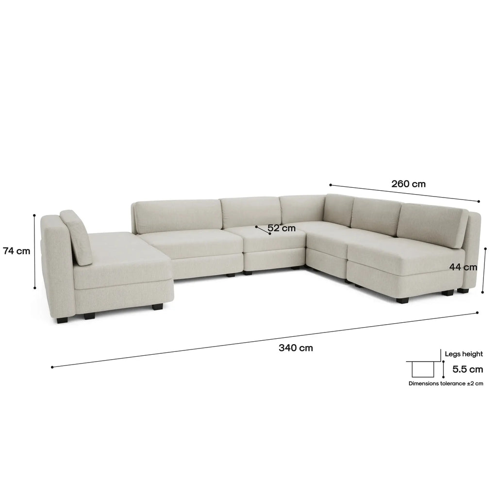 Divano Modulare GRACIA U-shape 160x340x230 cm - Panna