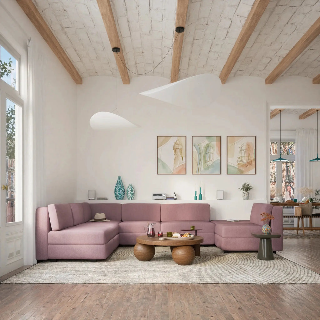 Divano Modulare GRACIA U-Shape 160x340x230 cm Rosa Polveroso