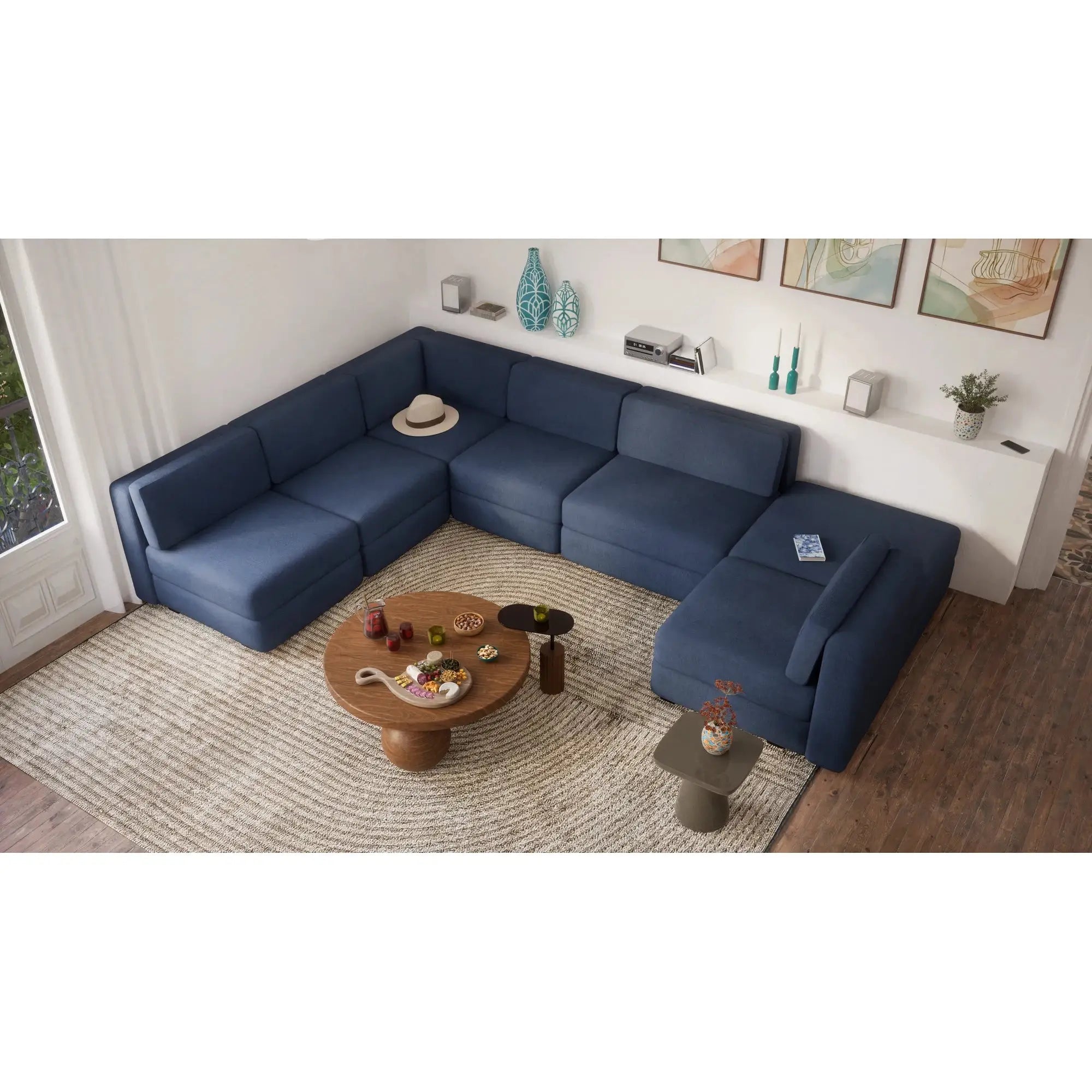 Divano Modulare GRACIA U-Shape 160x340x230 cm Blu Scuro