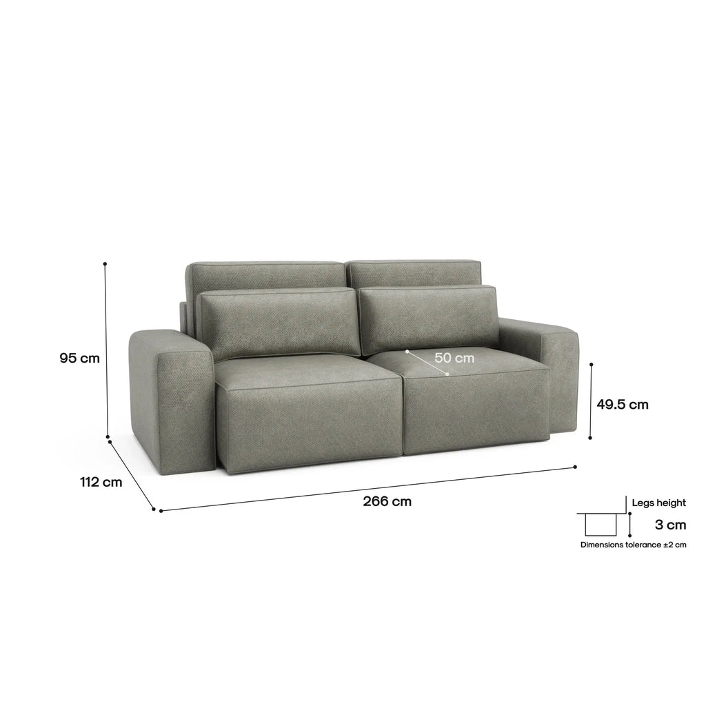 Divano Letto 3 Posti JORDAAN - Grigio Cenere
