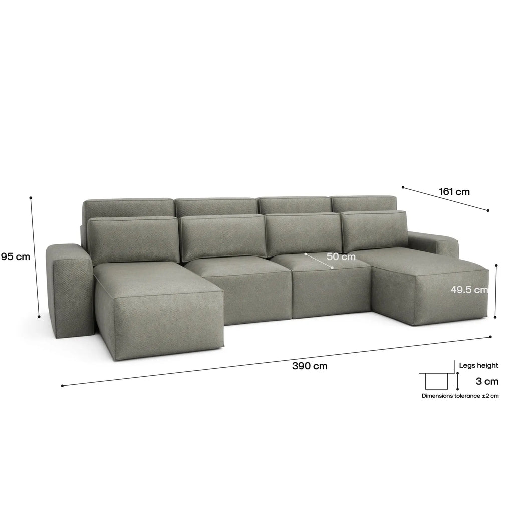 Divano Letto Angolare JORDAAN - Forma U - Cenere