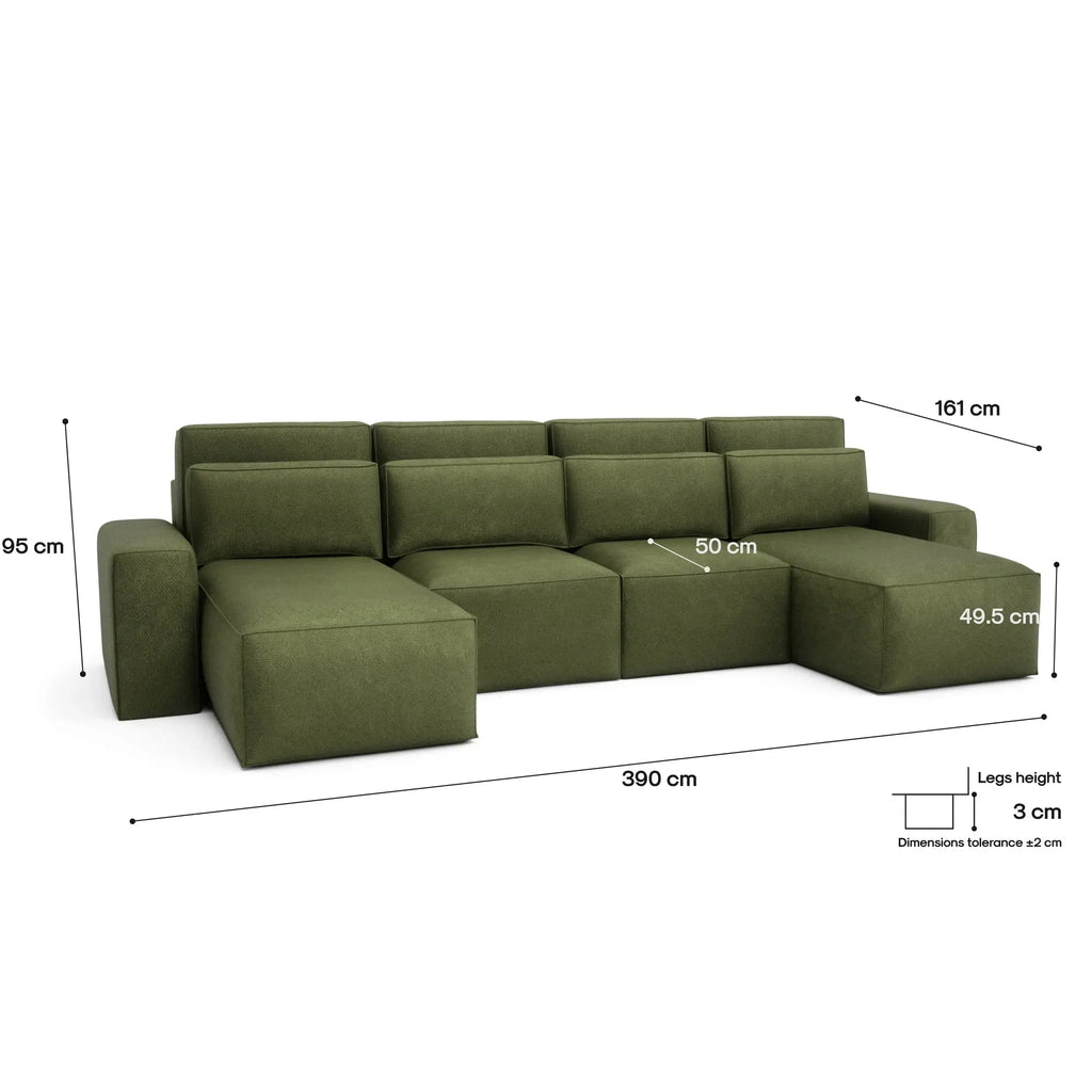 Divano Letto Angolare JORDAAN - Forma U - Khaki