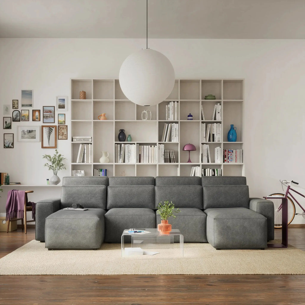 Divano Letto Angolare JORDAAN - Forma U - Grigio