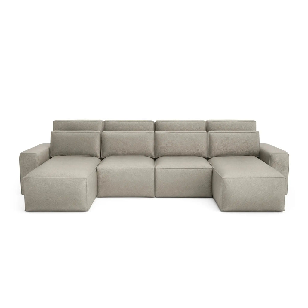 Divano Letto Angolare JORDAAN - Forma U - Crema