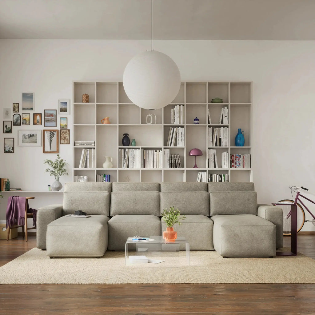 Divano Letto Angolare JORDAAN - Forma U - Crema
