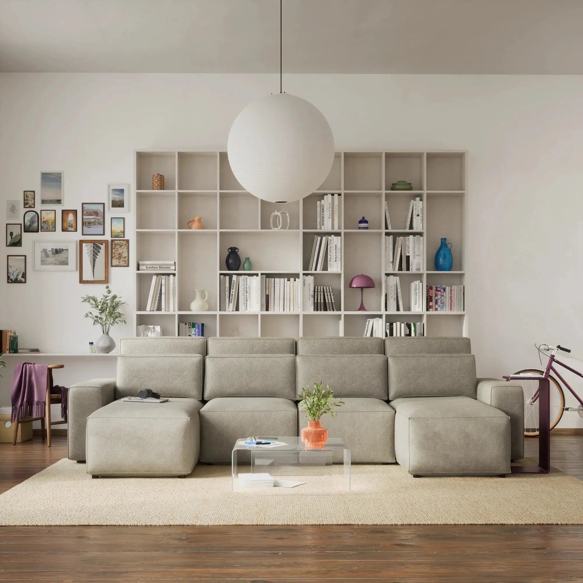Divano Letto Angolare JORDAAN - Forma U - Crema