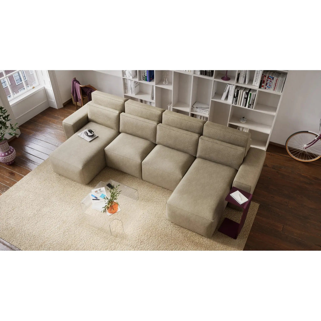 Divano Letto Angolare JORDAAN - Forma U - Crema