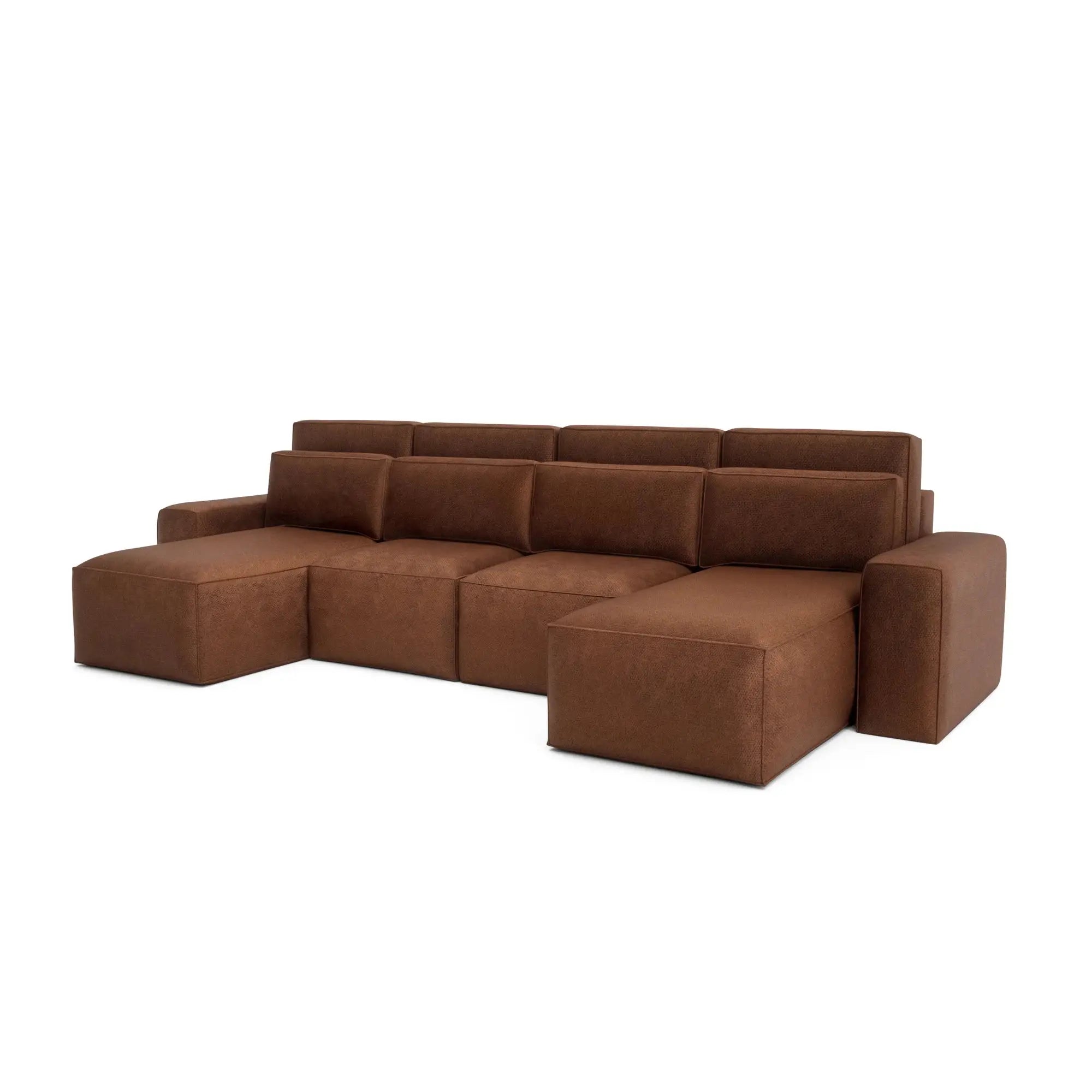 Divano Letto Angolare JORDAAN - Forma U - Terracotta